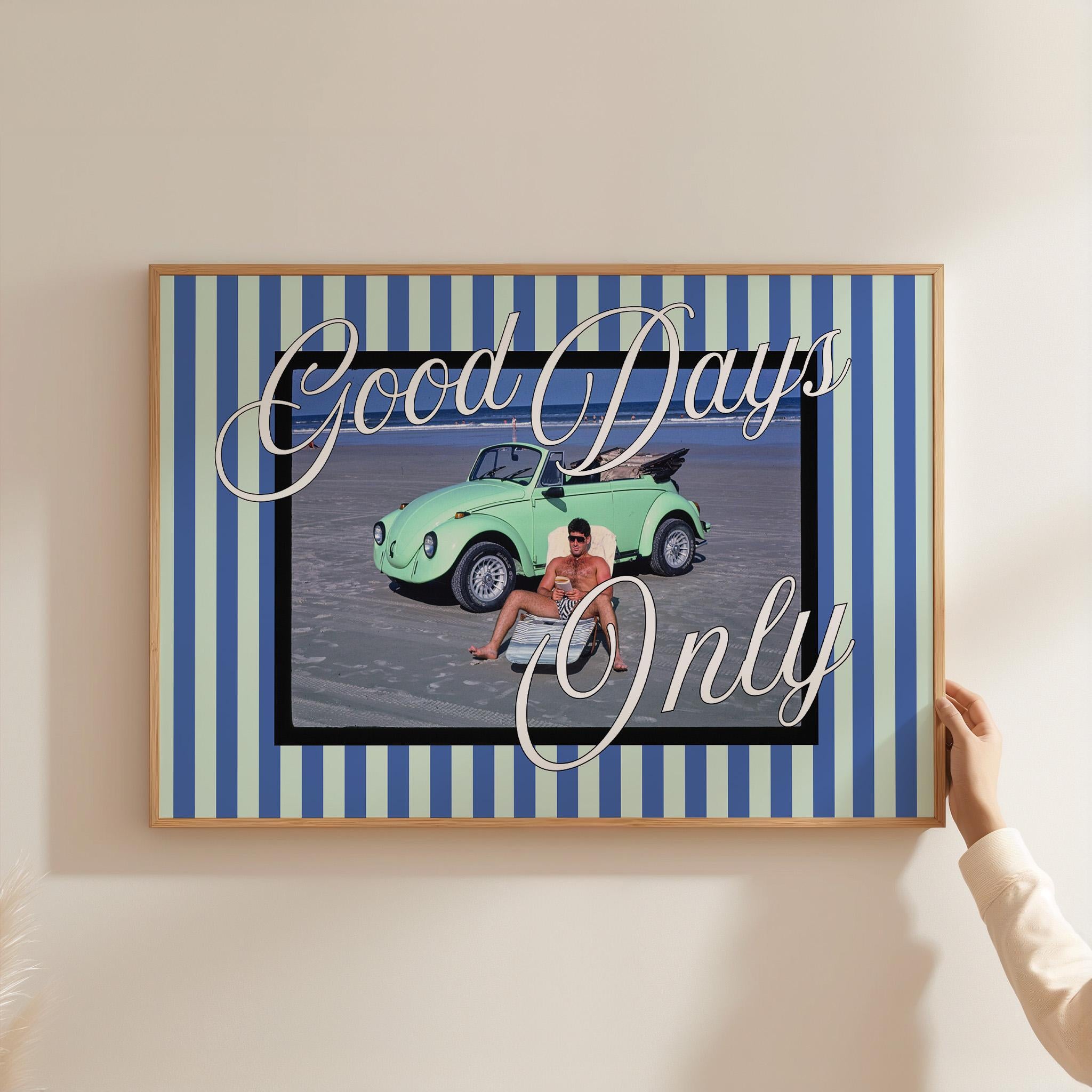 Beach Art Print, Good Days Art, Cape Cod Art, Trendy Striped Art, Vintage Photo Art, Vintage Art Print, Trendy Art, Good Days Only, GS print