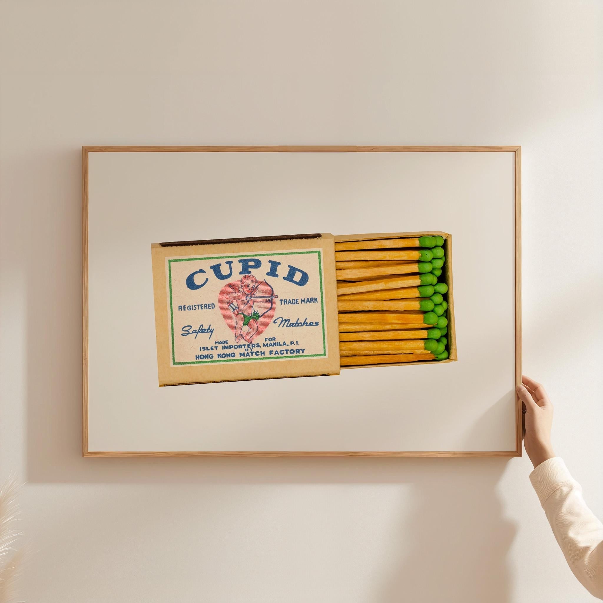 Digital Download, Cupid Matches, Art Print, Cupid Poster, Vintage Matchbook Print, Cupid Wall Art, GS Print Shoppe, Trendy Matchbox art