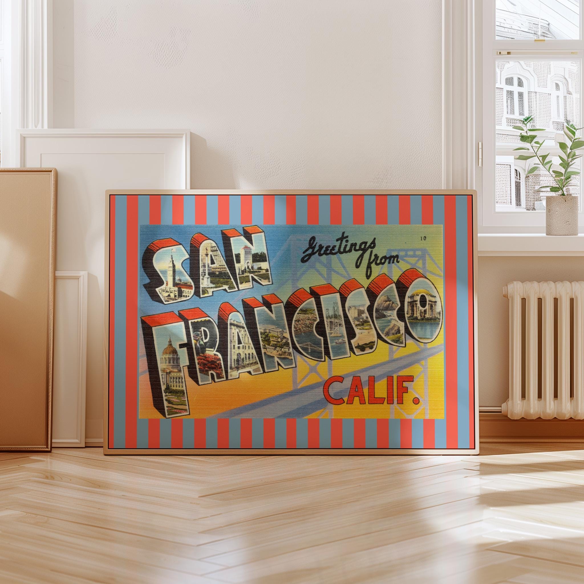 SF posters, san francisco art, san francisco decor, sf art print, retro art print, california posters, greetings from sf, gs print shoppe