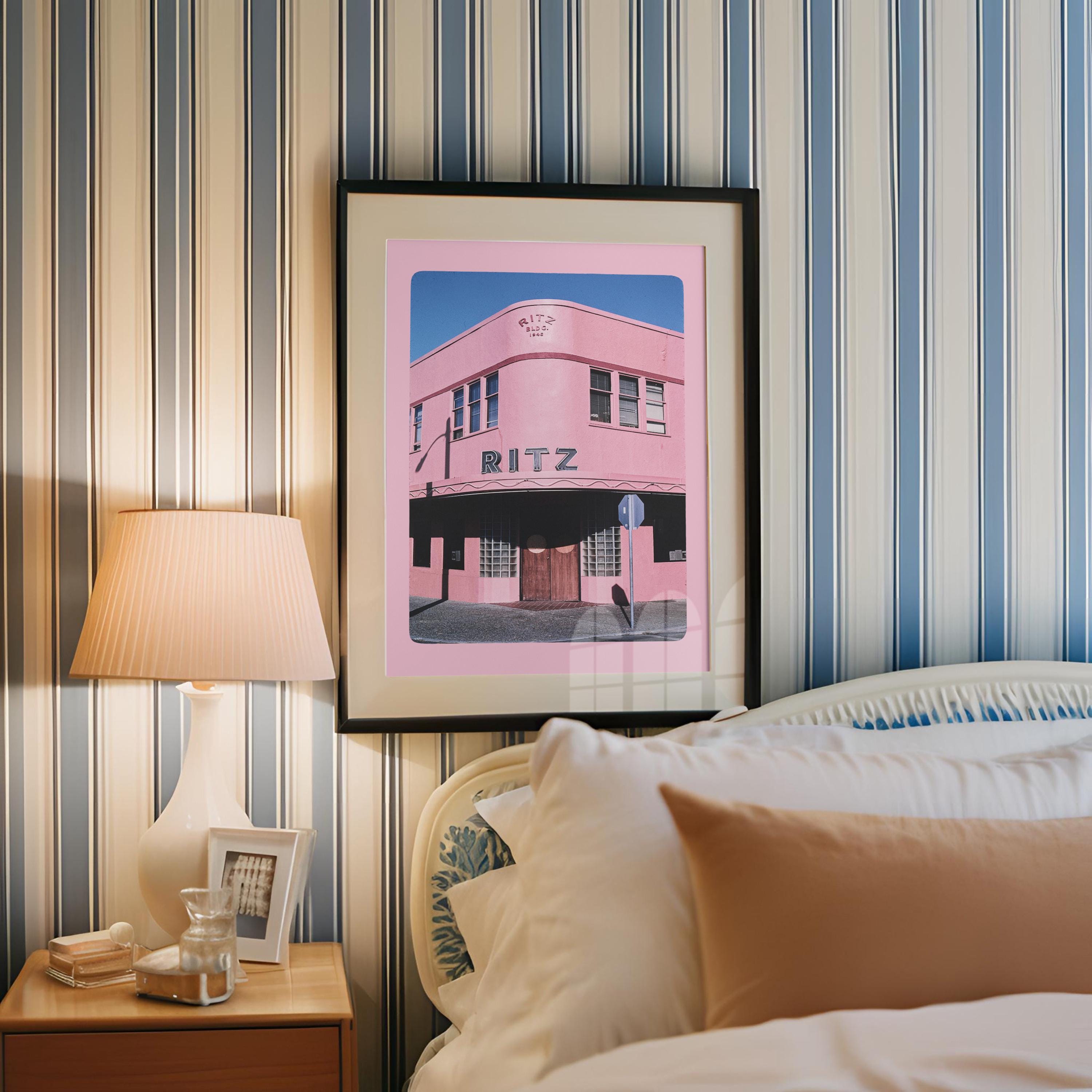 The Ritz Hotel, Pink Hotel Poster, Pink Vintage Photograph, Gift For Her, Vintage Art Print, GS print Shoppe, Retro art decor, photography