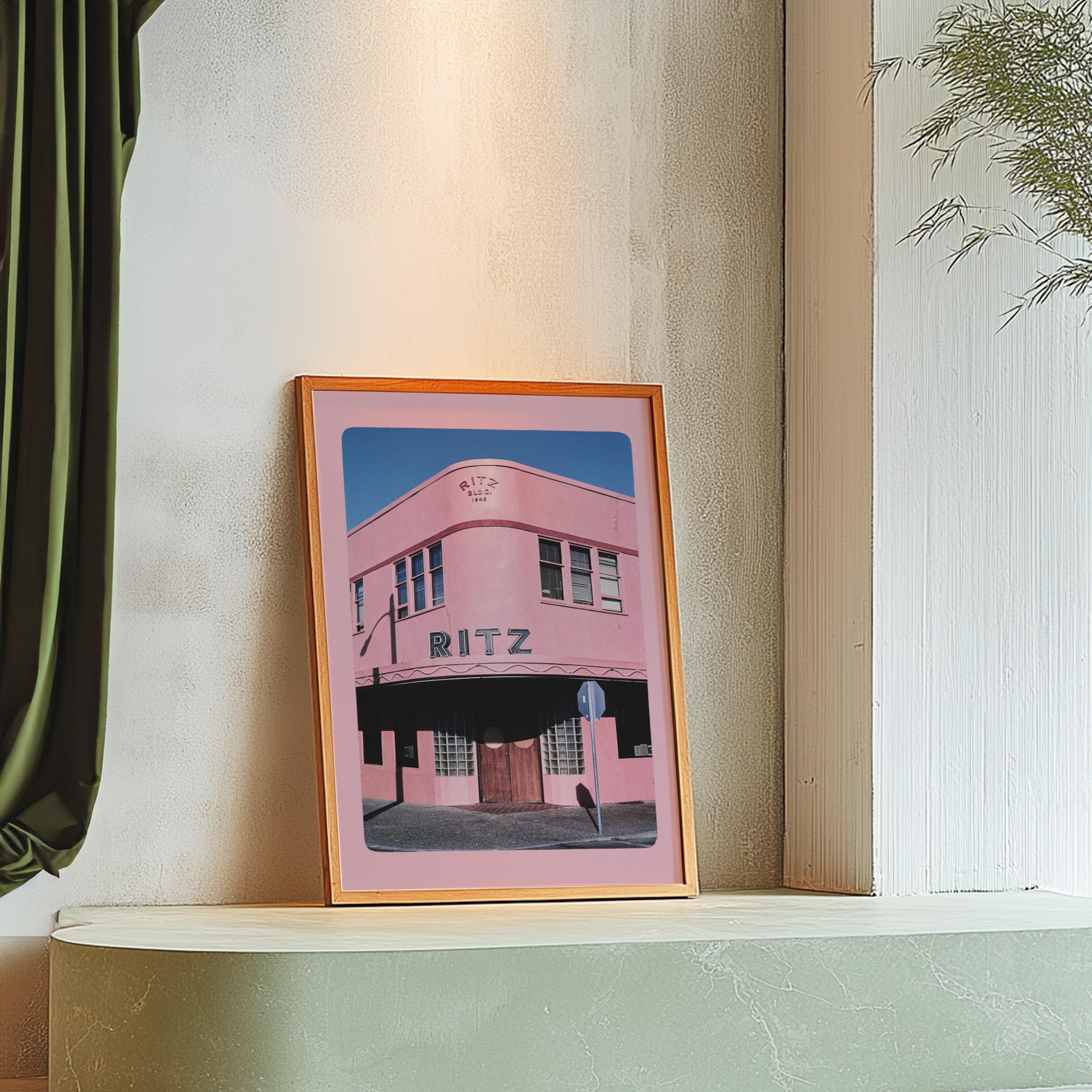 The Ritz Hotel, Pink Hotel Poster, Pink Vintage Photograph, Gift For Her, Vintage Art Print, GS print Shoppe, Retro art decor, photography