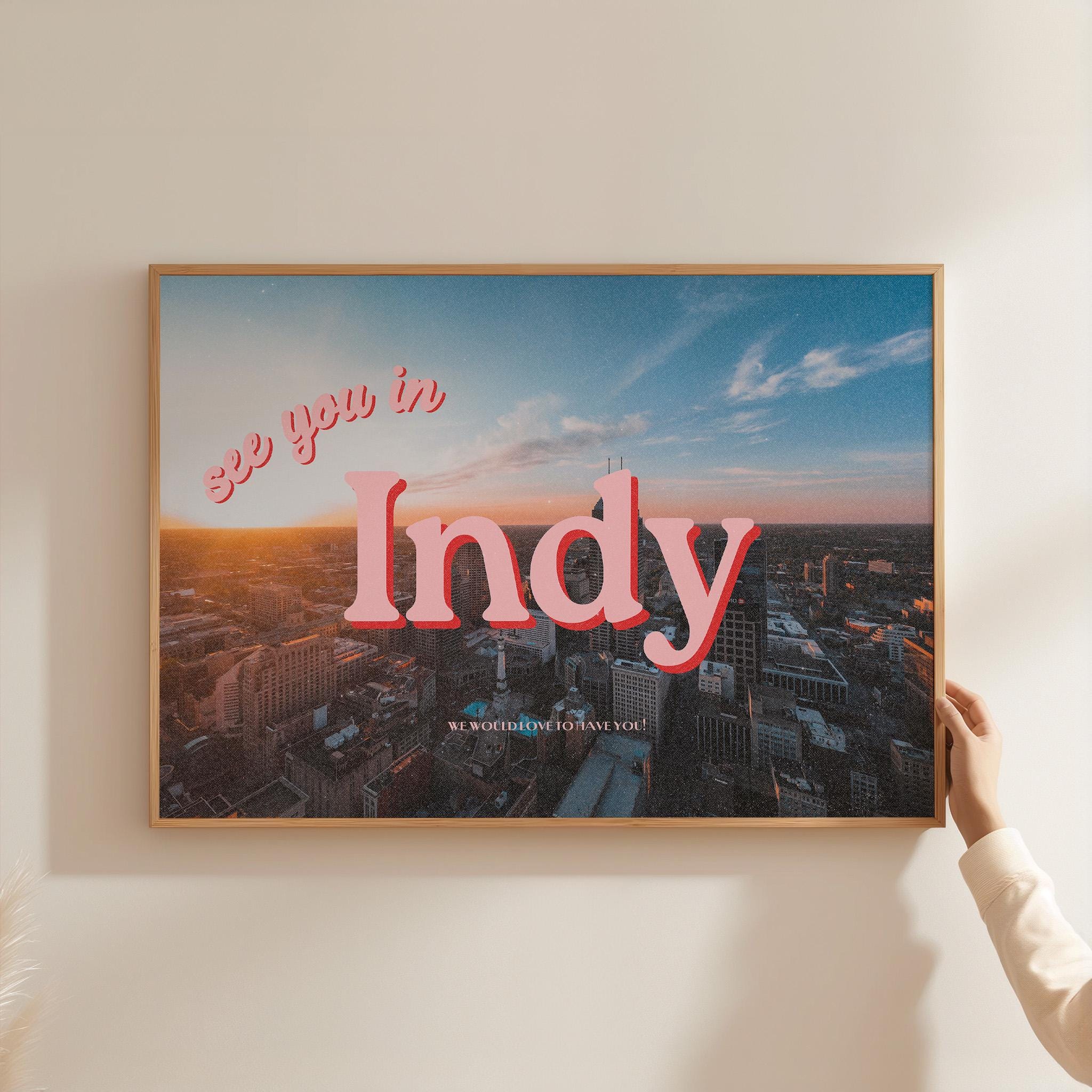 See you in Indianapolis, Retro Photo Prints, indianapolis Art Print, indianapolis Poster, Indy Art, Indy Digital Print, Indy Wall Art