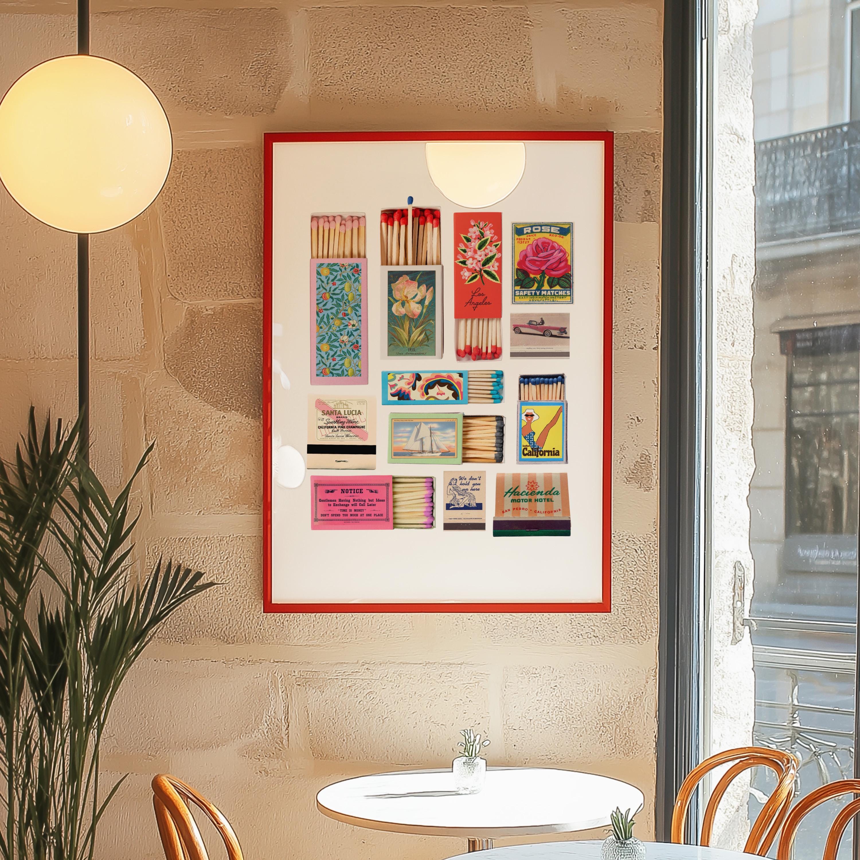 Pink Matchbox Print, Trendy Matches Poster, Retro Matchbook Art, Bar Cart Aesthetic Print for Apartment, Digital Download, GS Print Shoppe