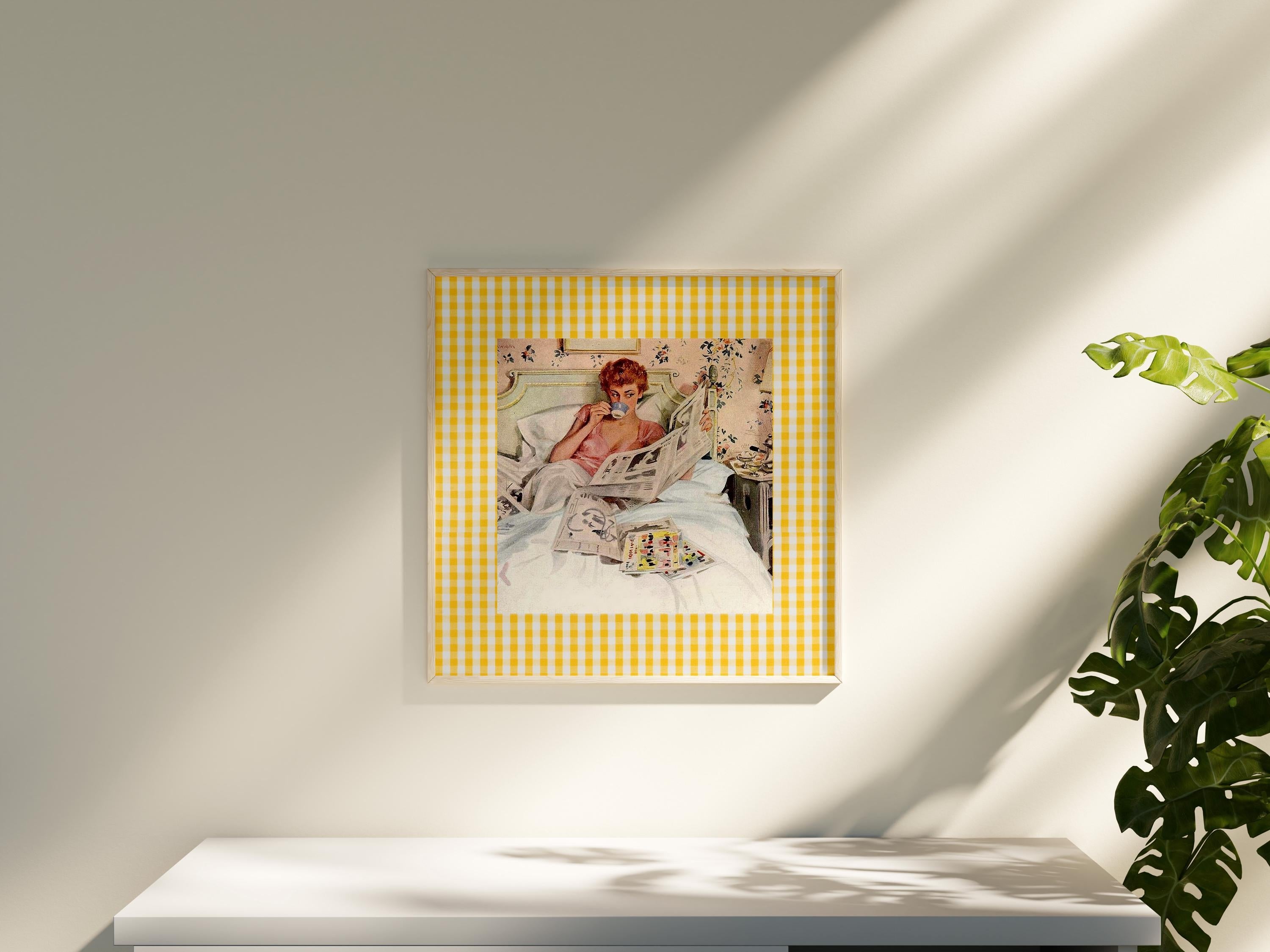 Yellow Art Print, Vintage Aesthetic Art, Apartment Art, Feminist Art, Bedroom Art Decor, Retro Women Art, gs print shoppe, checker art print