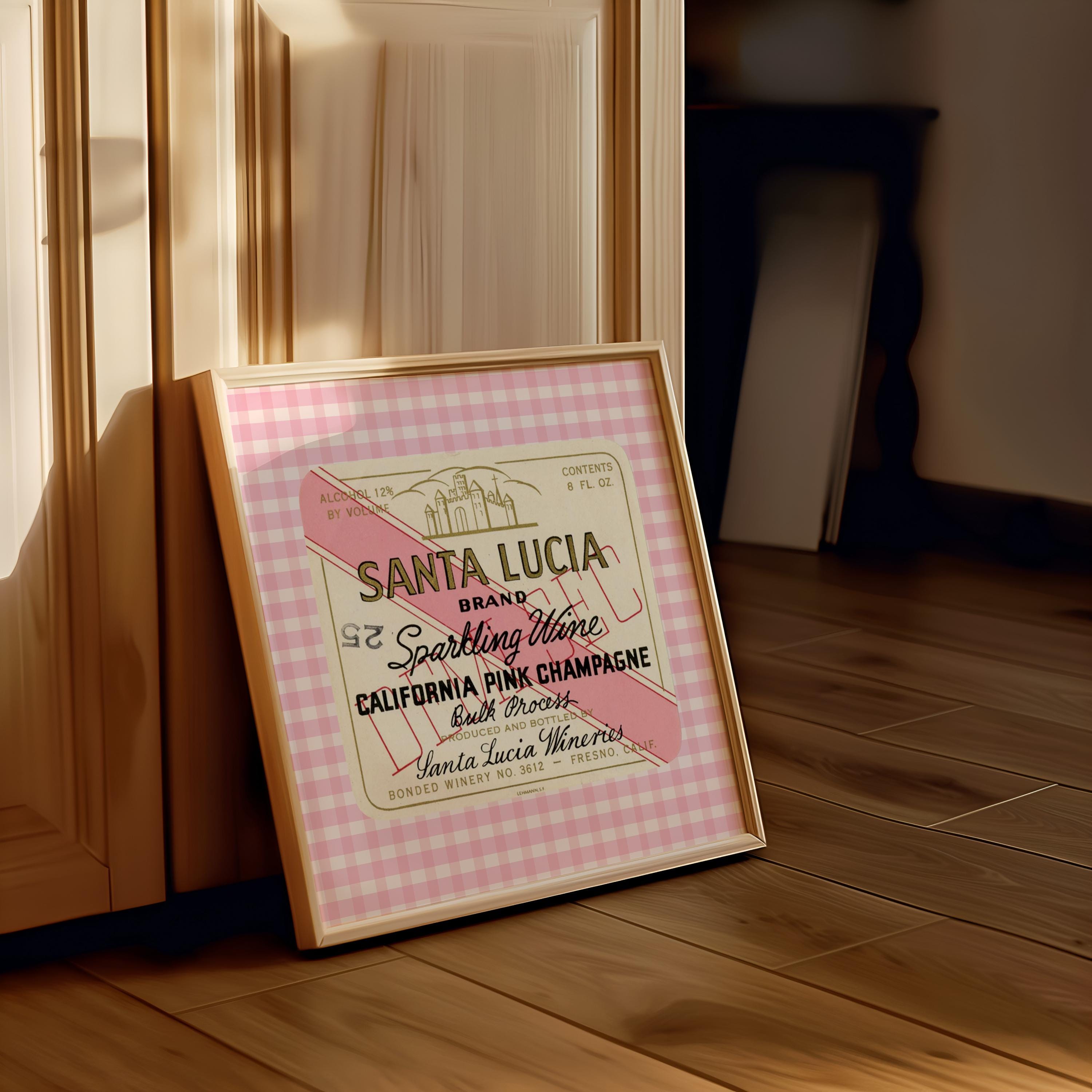 Pink Champagne Label Square Digital Art Print