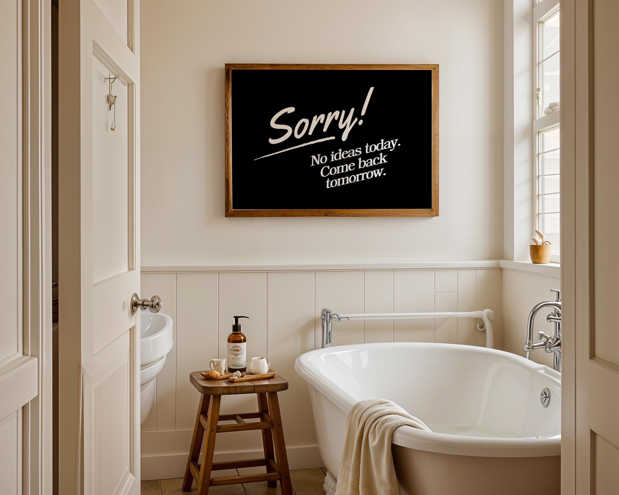 Trendy Retro Wall Art, Funny Wall Art, Minimalist Digital Art, Black Room Decor, No Ideas Today, Posters for Creatives, GS Print Shoppe