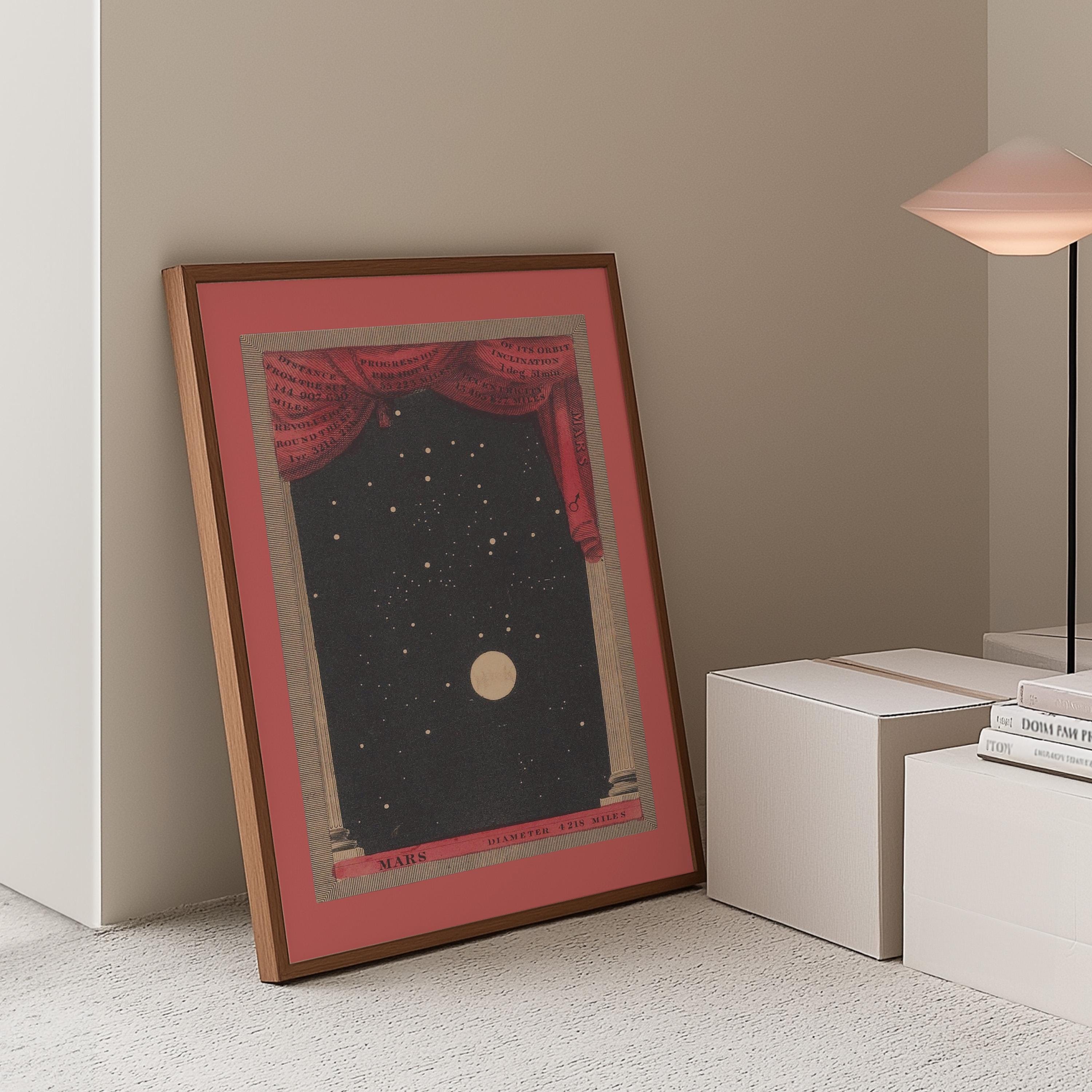 Vintage Art, Gallery Wall Art, Playroom Decor, Baby Boy Nursery, Baby Shower Gift, Celestial Wall Art, Mars Printable, DIGITAL DOWNLOAD