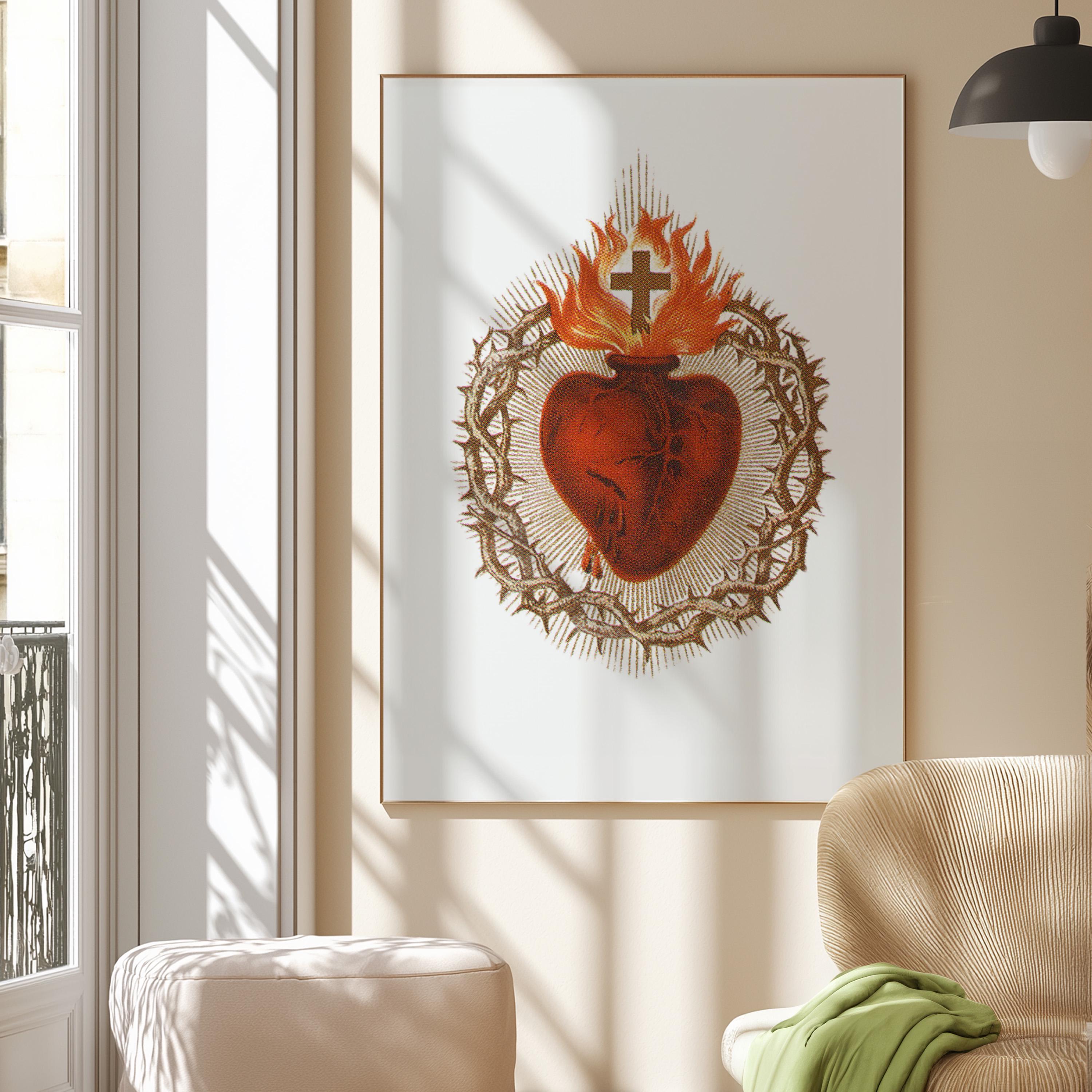 Trendy Wall Art, Printable Art, Sacred Heart Poster, Aesthetic Maximalist Decor, y2k Prints Red & Black, Immaculate Heart, GS Print Shoppe