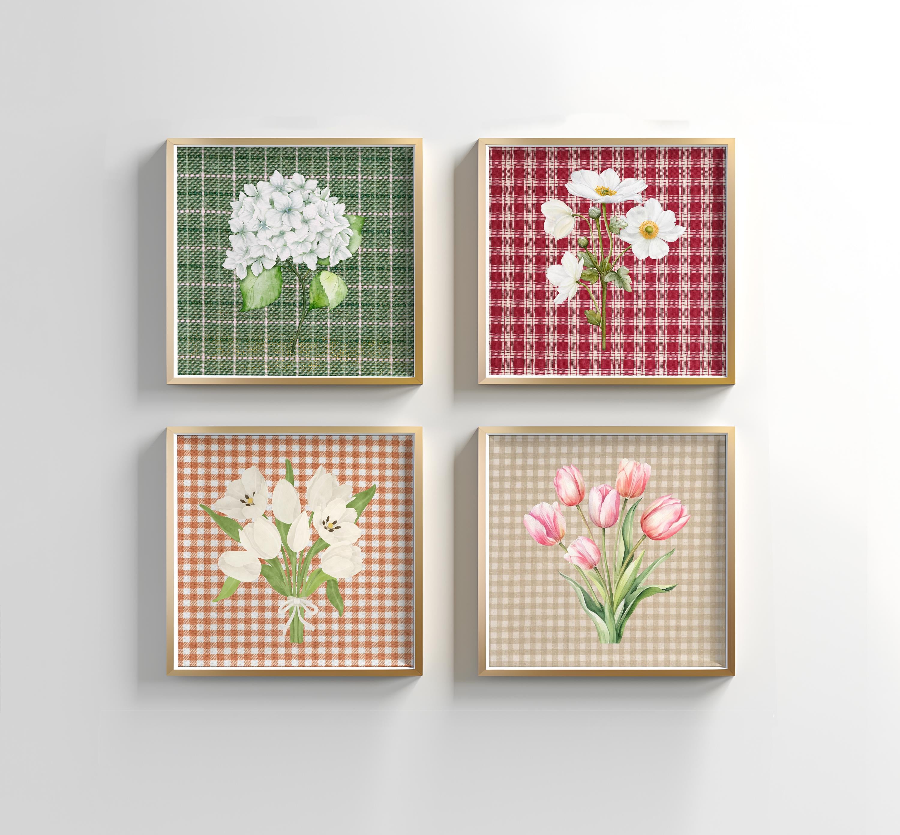 Wall Art Set of 4, Bundle Vintage Print Set, Vintage Prints, Trendy Gallery Wall Print, Pink Art Prints, GS Print Shoppe, Set of Square Art