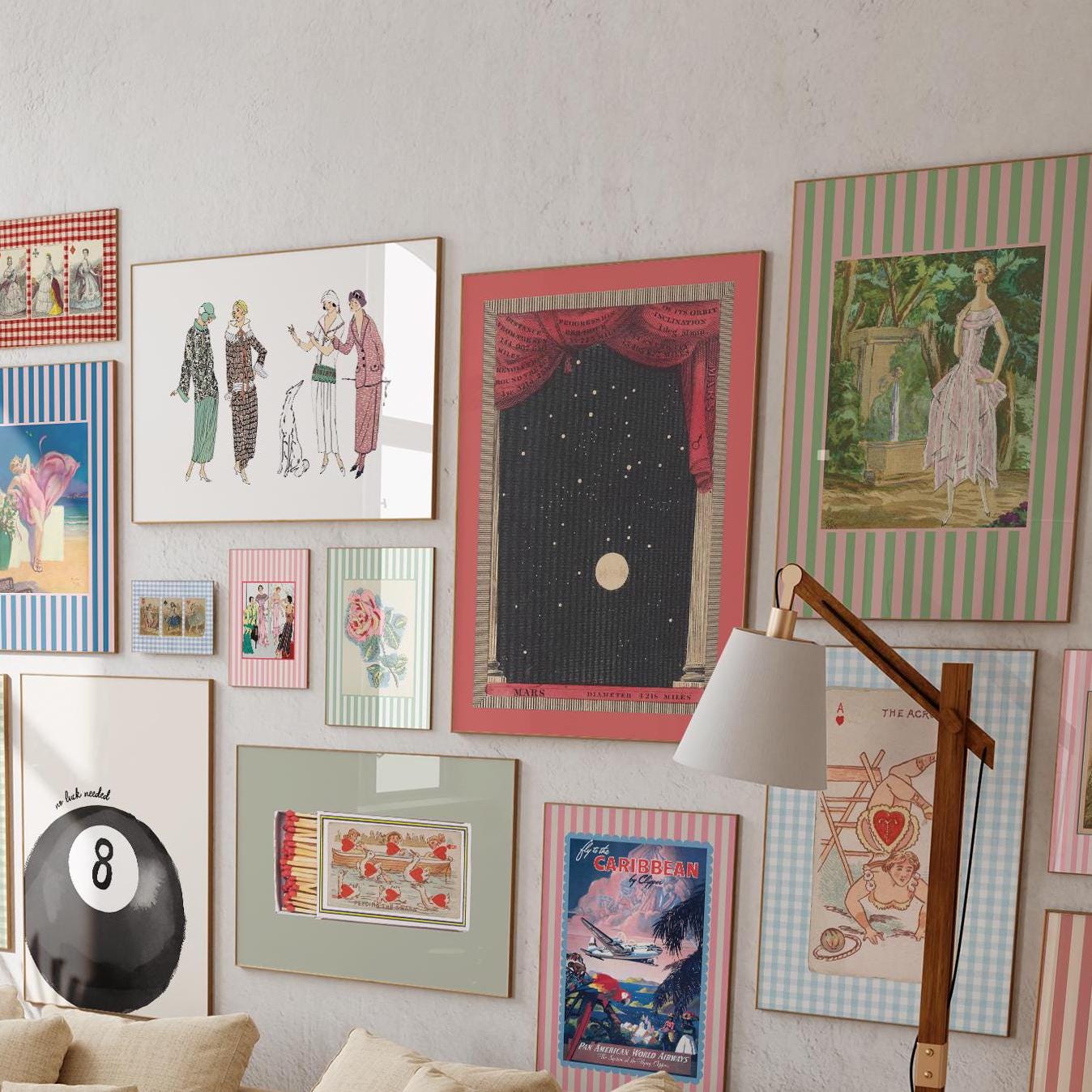Set of 17 Prints, GS Print Shoppe, Wall Art Decor, Christmas Gift, Print Set Bundle, Vintage Gallery Wall, Retro Trendy Gallery Wall