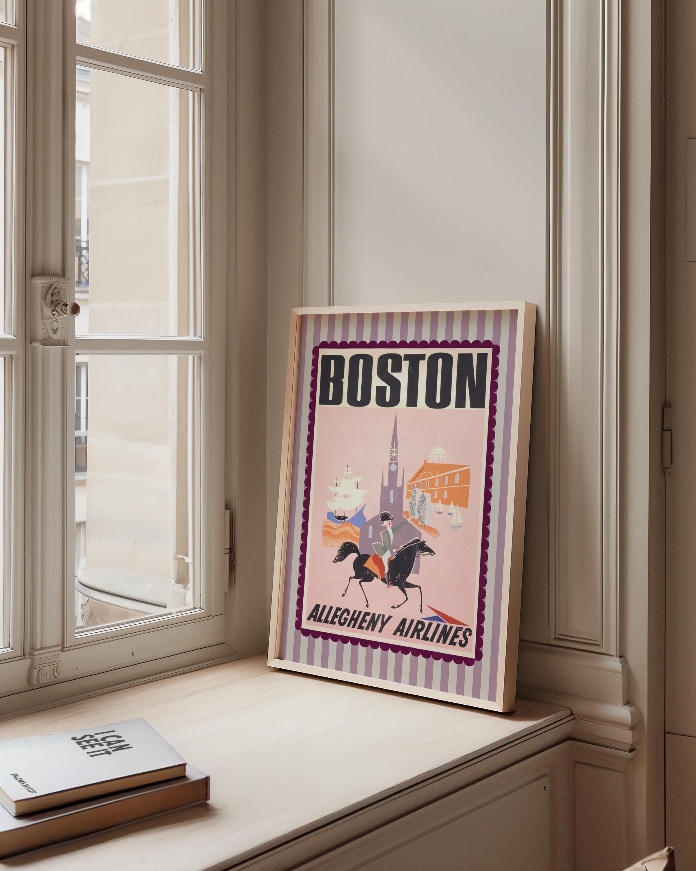 Boston Digital Art Print, Boston Poster, Retro Boston Art, Vintage Travel Art, Vintage Boston Art, Retro Boston Prints, GS Print Shoppe