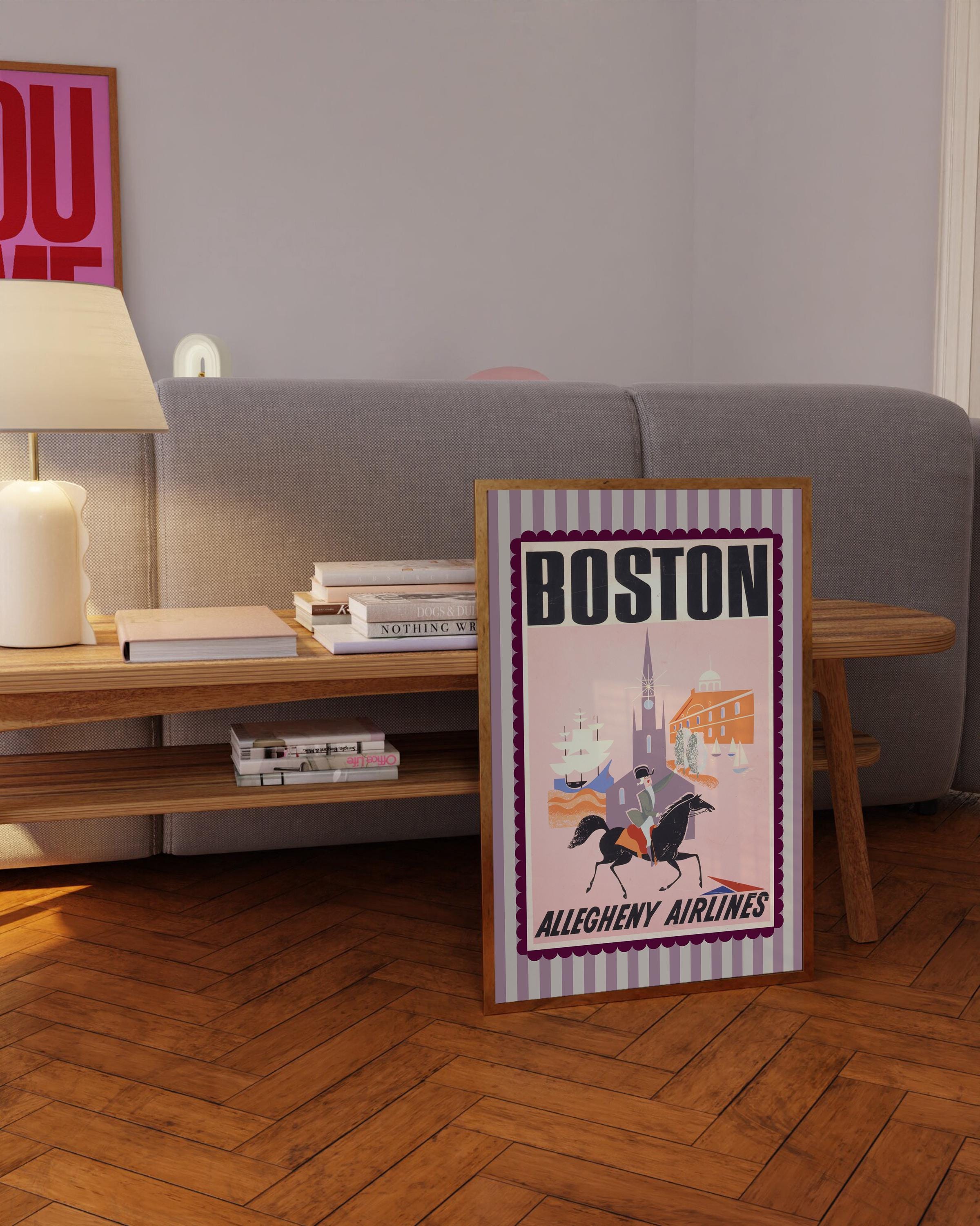 Boston Digital Art Print, Boston Poster, Retro Boston Art, Vintage Travel Art, Vintage Boston Art, Retro Boston Prints, GS Print Shoppe