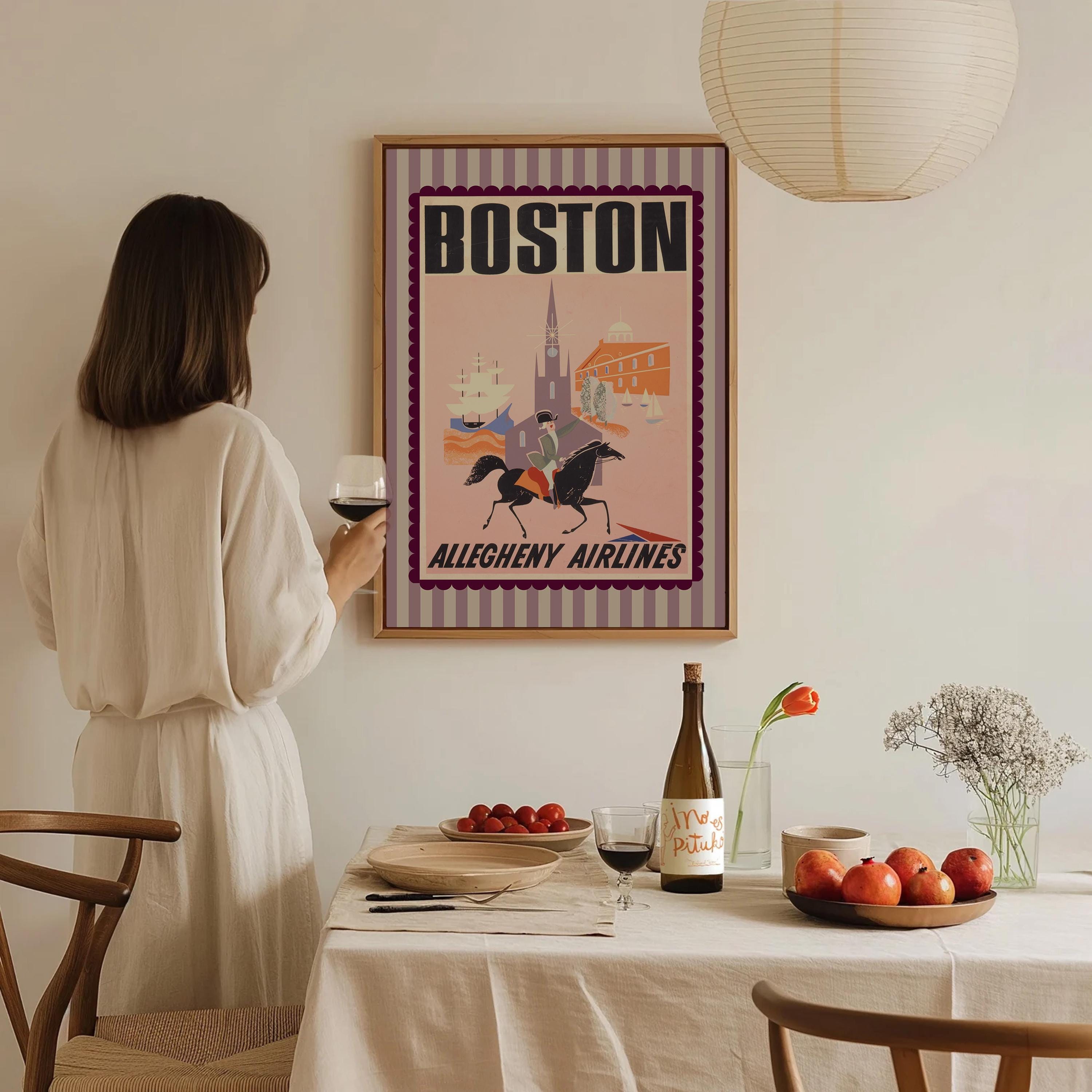 Boston Digital Art Print, Boston Poster, Retro Boston Art, Vintage Travel Art, Vintage Boston Art, Retro Boston Prints, GS Print Shoppe