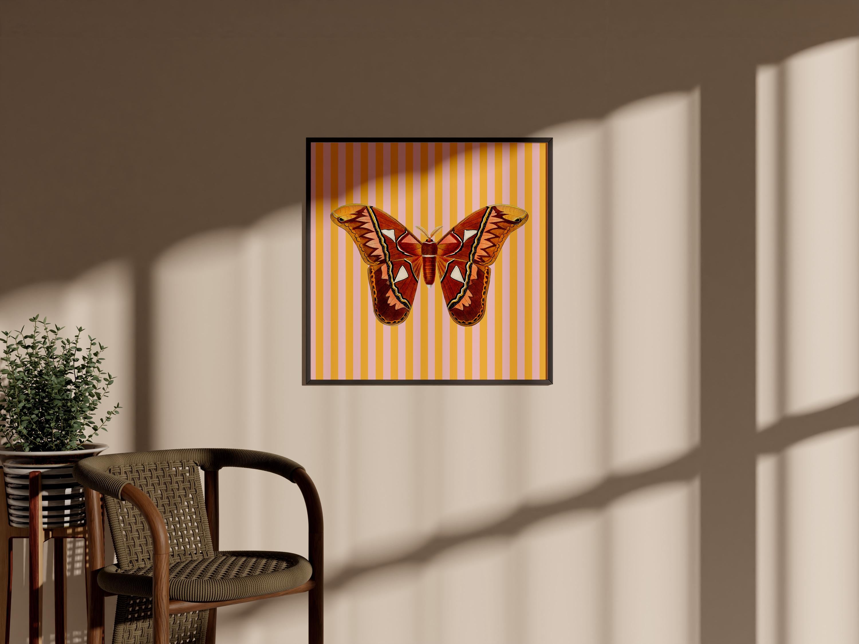 Orange Striped Art, Butterfly Poster, Butterfly print, gs print shoppe, vintage butterfly, digital download, square art print, digital art