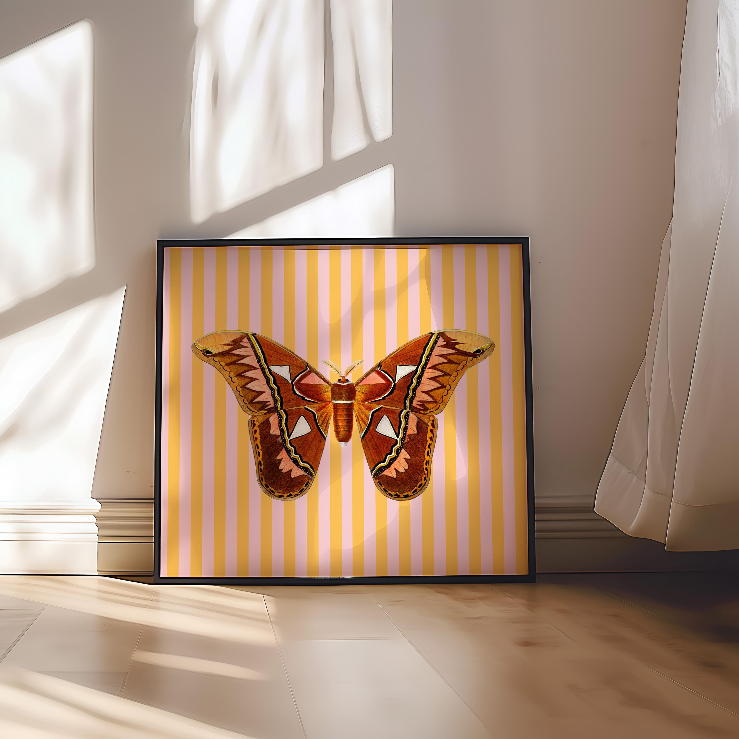 Orange Striped Art, Butterfly Poster, Butterfly print, gs print shoppe, vintage butterfly, digital download, square art print, digital art