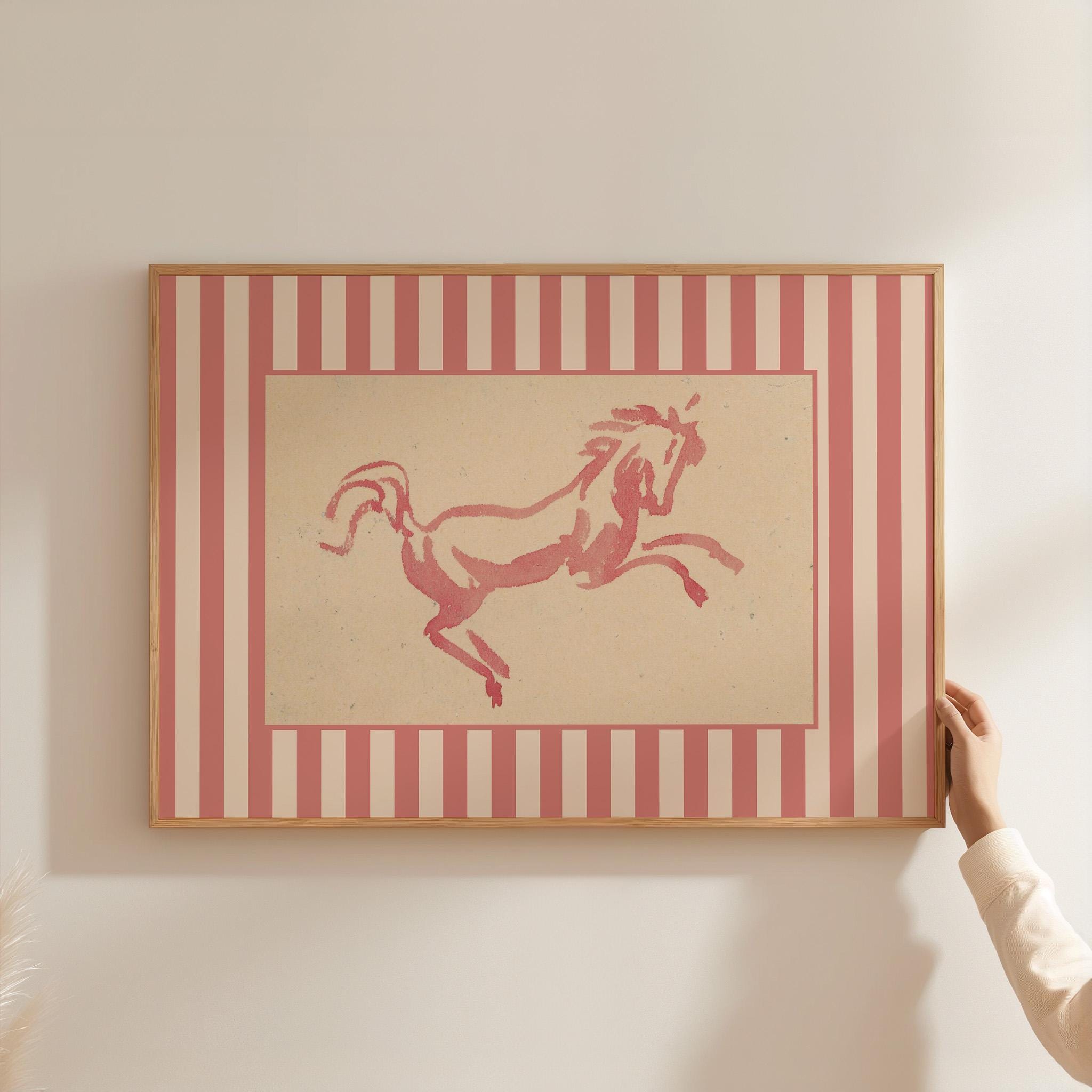Pink Horse Art, Retro Art, Instant Digital Print, Horse Racing Print, Horses Art Print, Kids Room Posters, GS Print Shoppe, Horse Art Decor
