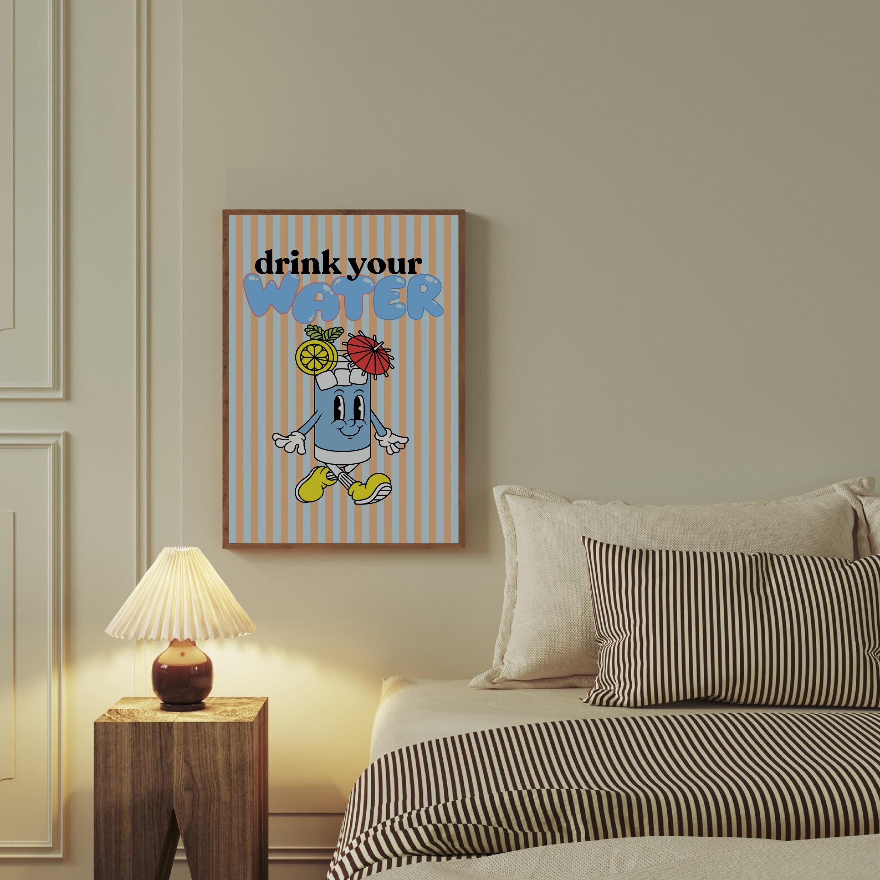 Retro Mental Health Print, Therapy Office, Counseling Wall Art, Digital Prints, Drink Water Art, Health and Wellness Poster, GS Print Shoppe