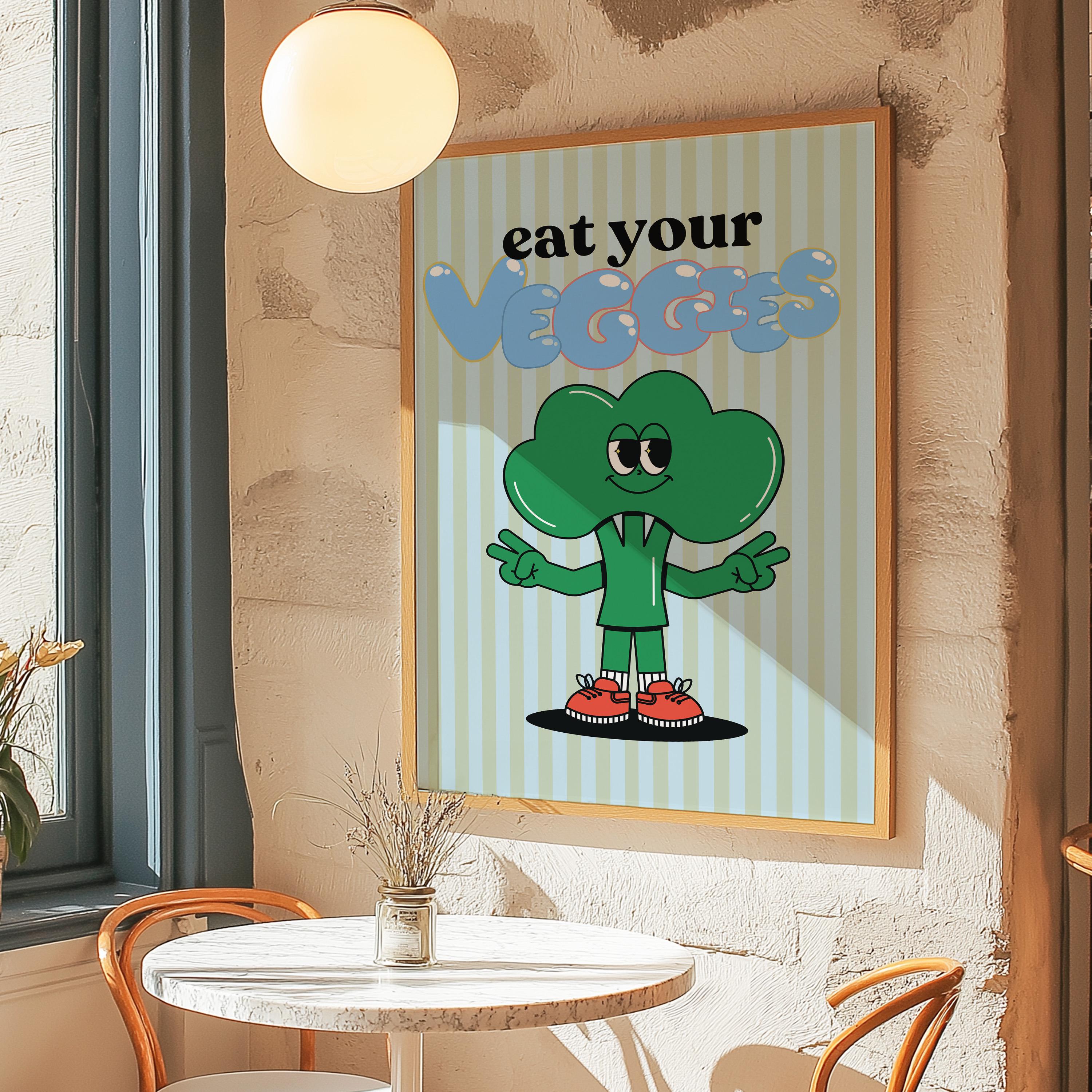 Retro Mental Health Print, Therapy Office, Counseling Wall Art, Digital Prints, Eat Veggies Art, Health and Wellness Poster, GS Print Shoppe