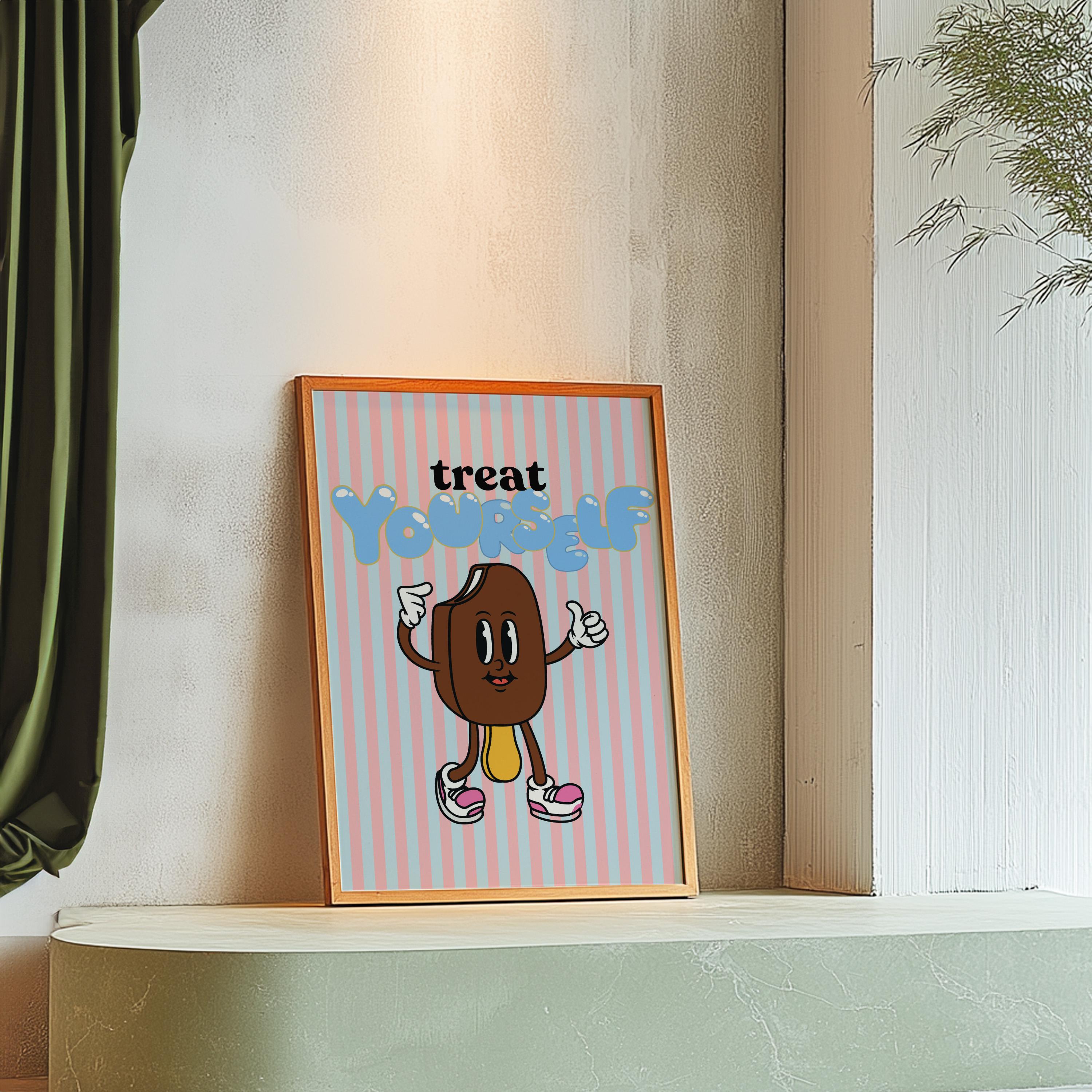 Retro Mental Health Print, Therapy Office, Counseling Wall Art, Digital Prints, treat yourself, Health and Wellness Poster, GS Print Shoppe