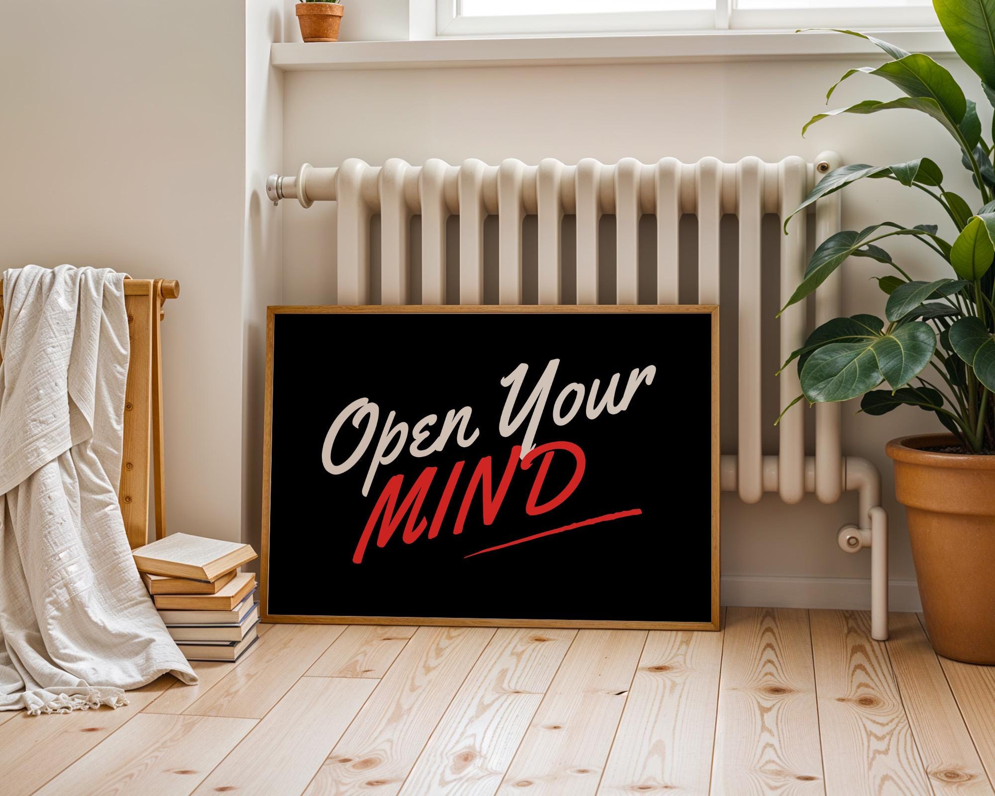 Open Your Mind Art, Encouraging Art, Print for Office, Manifest art print, positivity poster, inclusivity, gs print shoppe, black red art