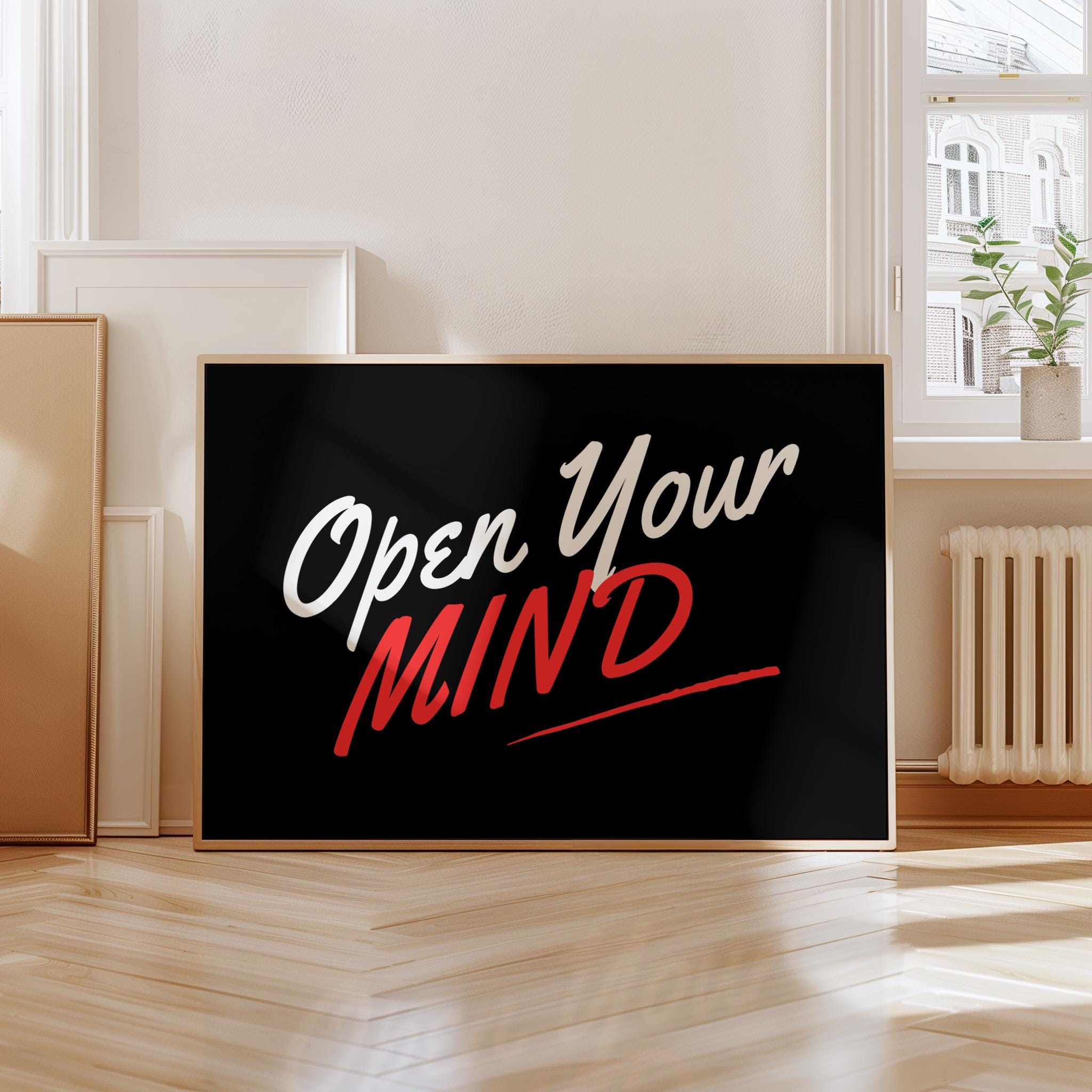 Open Your Mind Art, Encouraging Art, Print for Office, Manifest art print, positivity poster, inclusivity, gs print shoppe, black red art