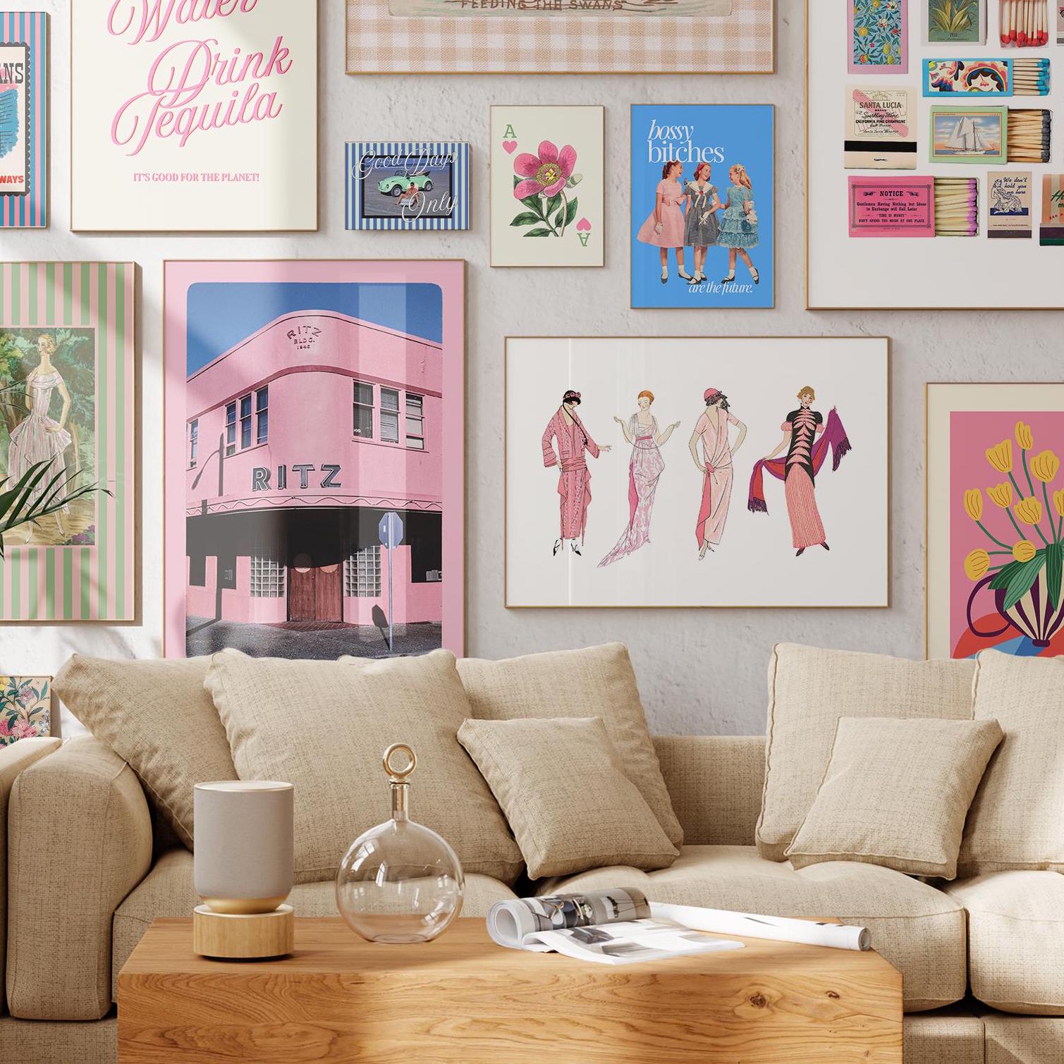 Set of 15 Posters, Pink Printables, Apartment Art Prints, Trendy Decor, Poster Bundle, Floral Posters, Digital Downloads, GS Print Shoppe