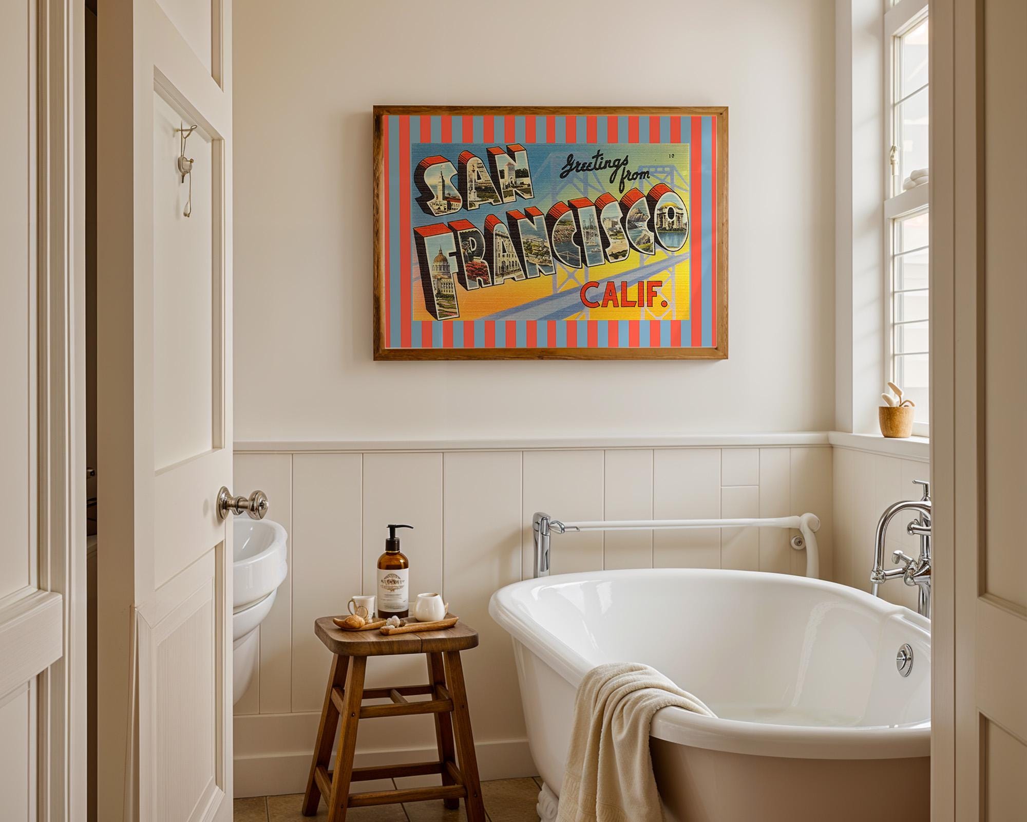 SF posters, san francisco art, san francisco decor, sf art print, retro art print, california posters, greetings from sf, gs print shoppe