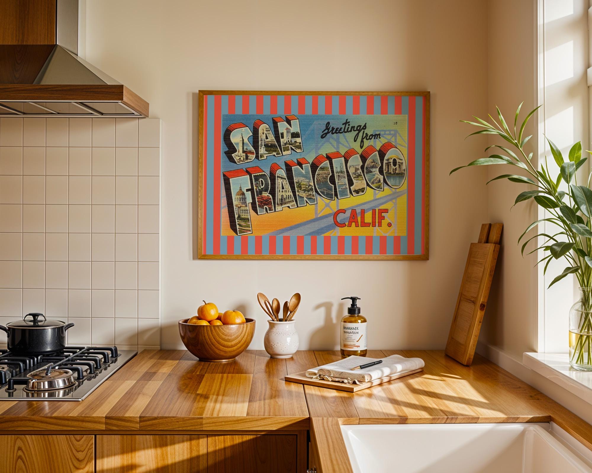 SF posters, san francisco art, san francisco decor, sf art print, retro art print, california posters, greetings from sf, gs print shoppe