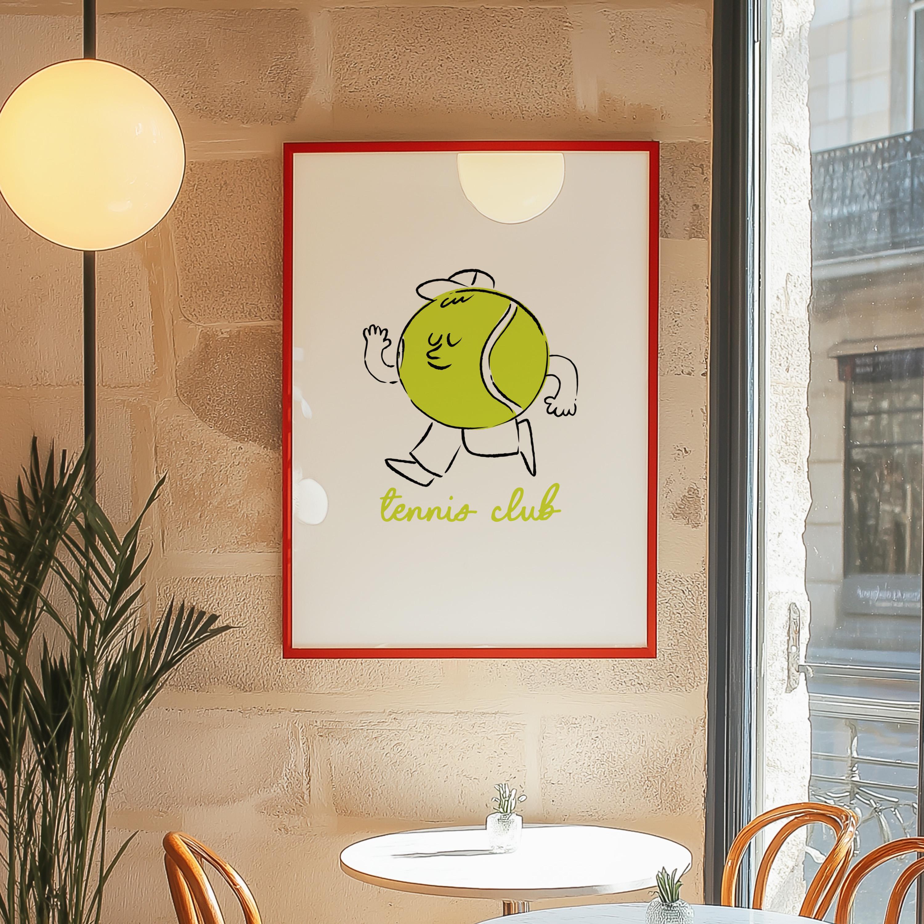 Tennis Print, Retro Tennis Art, Green Wall Print, Cute Kids Wall Art, Retro Cartoon Poster, Retro Quote Print, Cartoon Prints, Kid Art