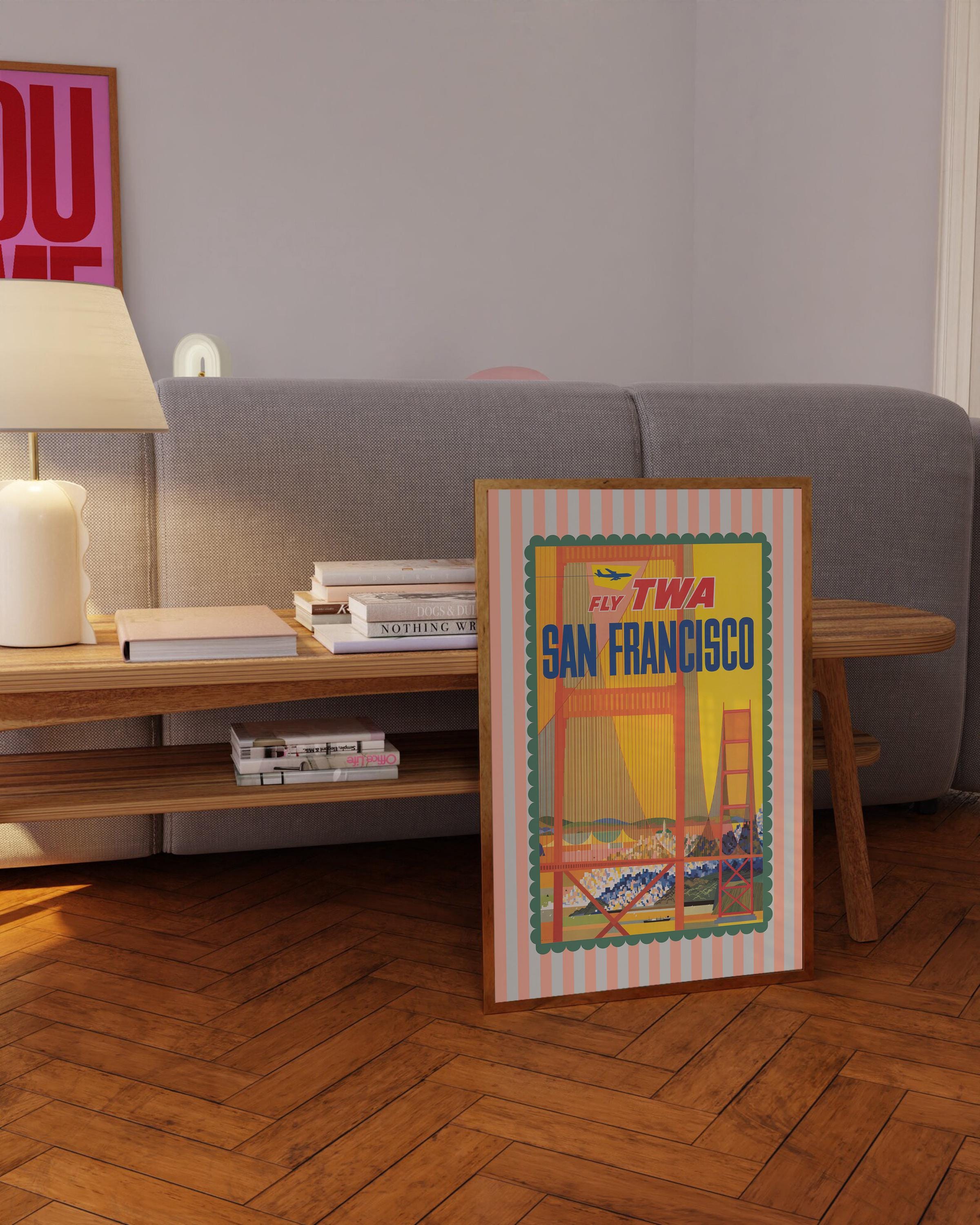 SF posters, san francisco art, san francisco decor, sf art print, retro art print, california posters, greetings from sf, gs print shoppe