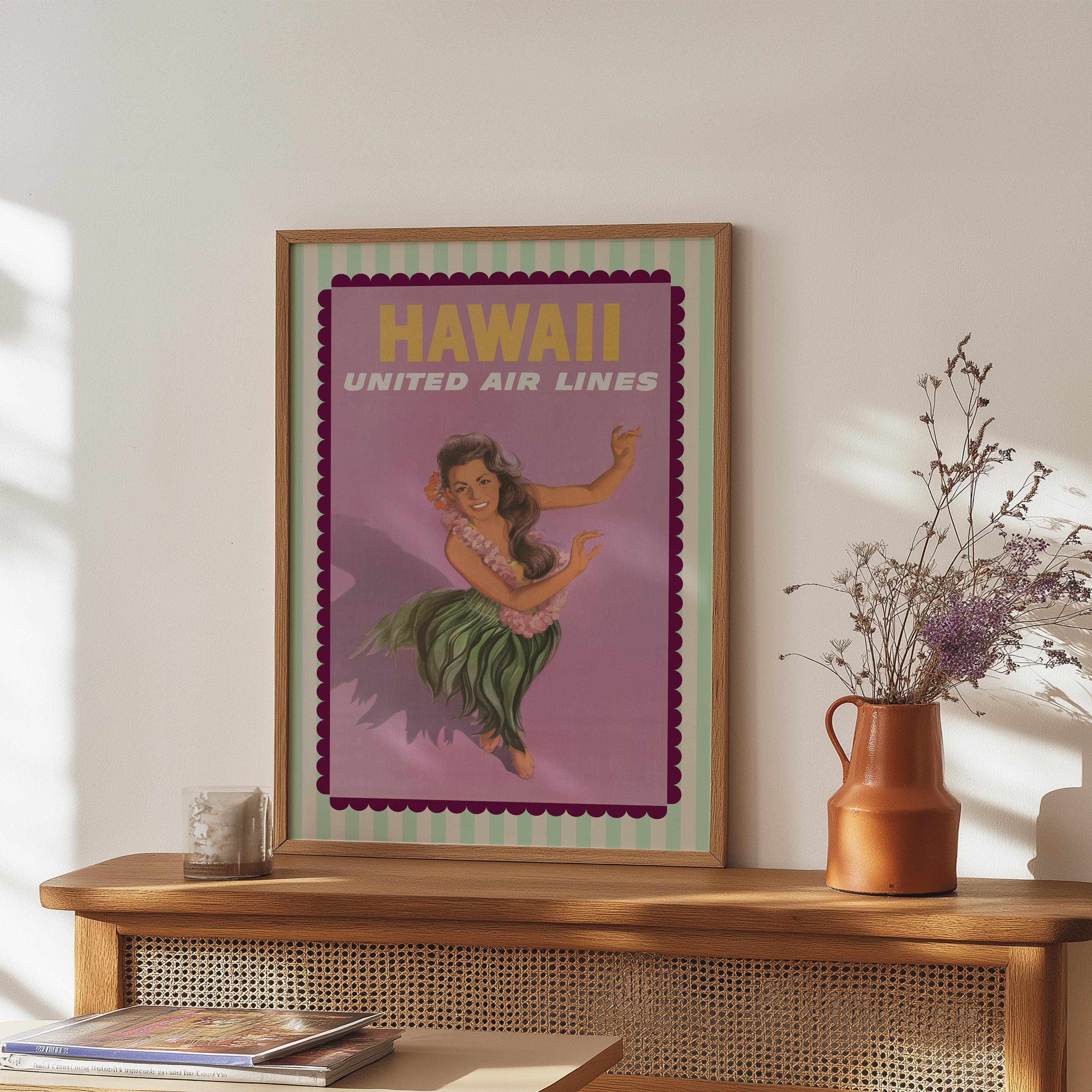 hawaii posters, hawaii art, hawaii decor, hawaii art print, retro art print, hawaii travel art, purple art prings, gs print shoppe