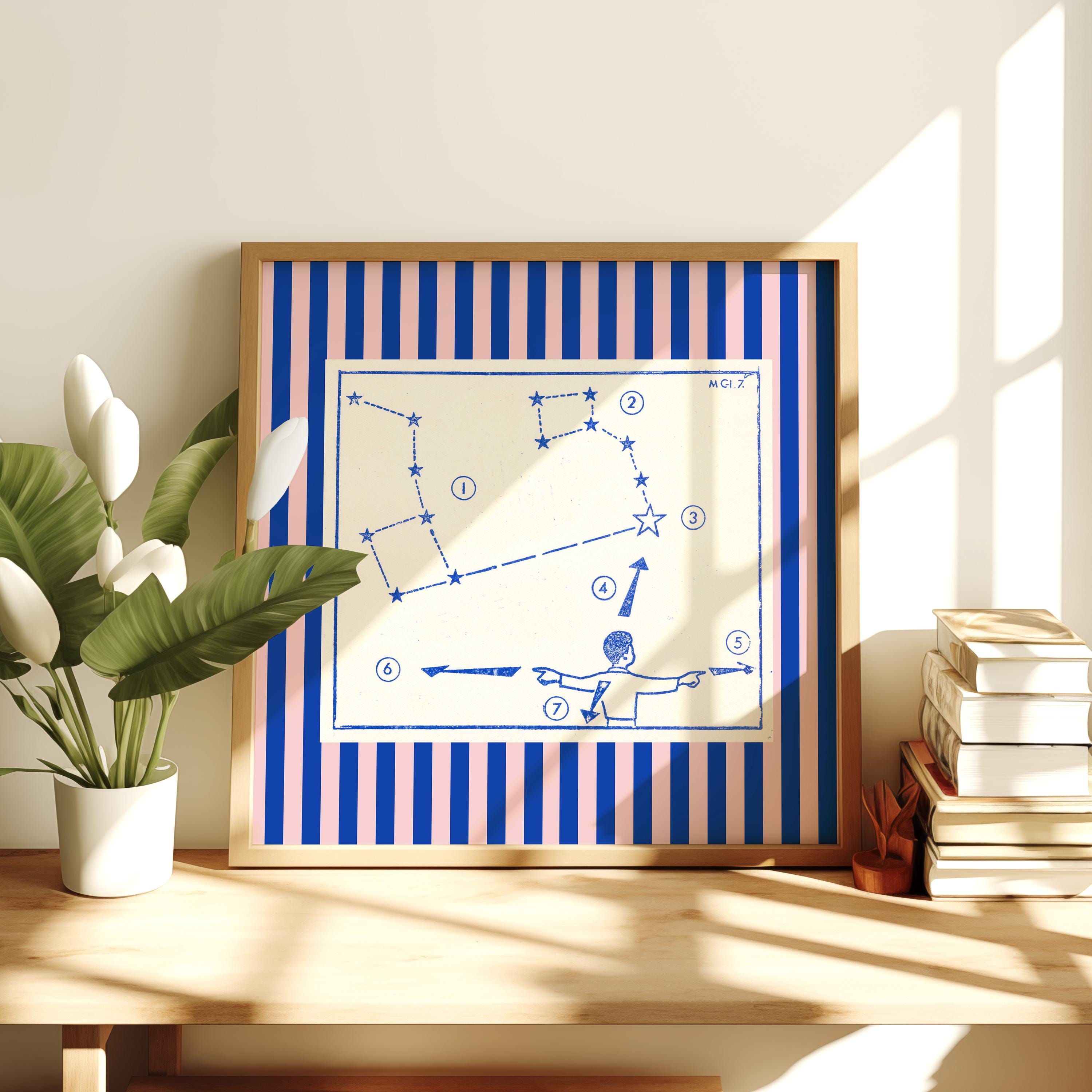 Kids Nursery Art, Outer space art, Astrology art, gs print shoppe, vintage moon art, starts digital art print, square art print, digital art