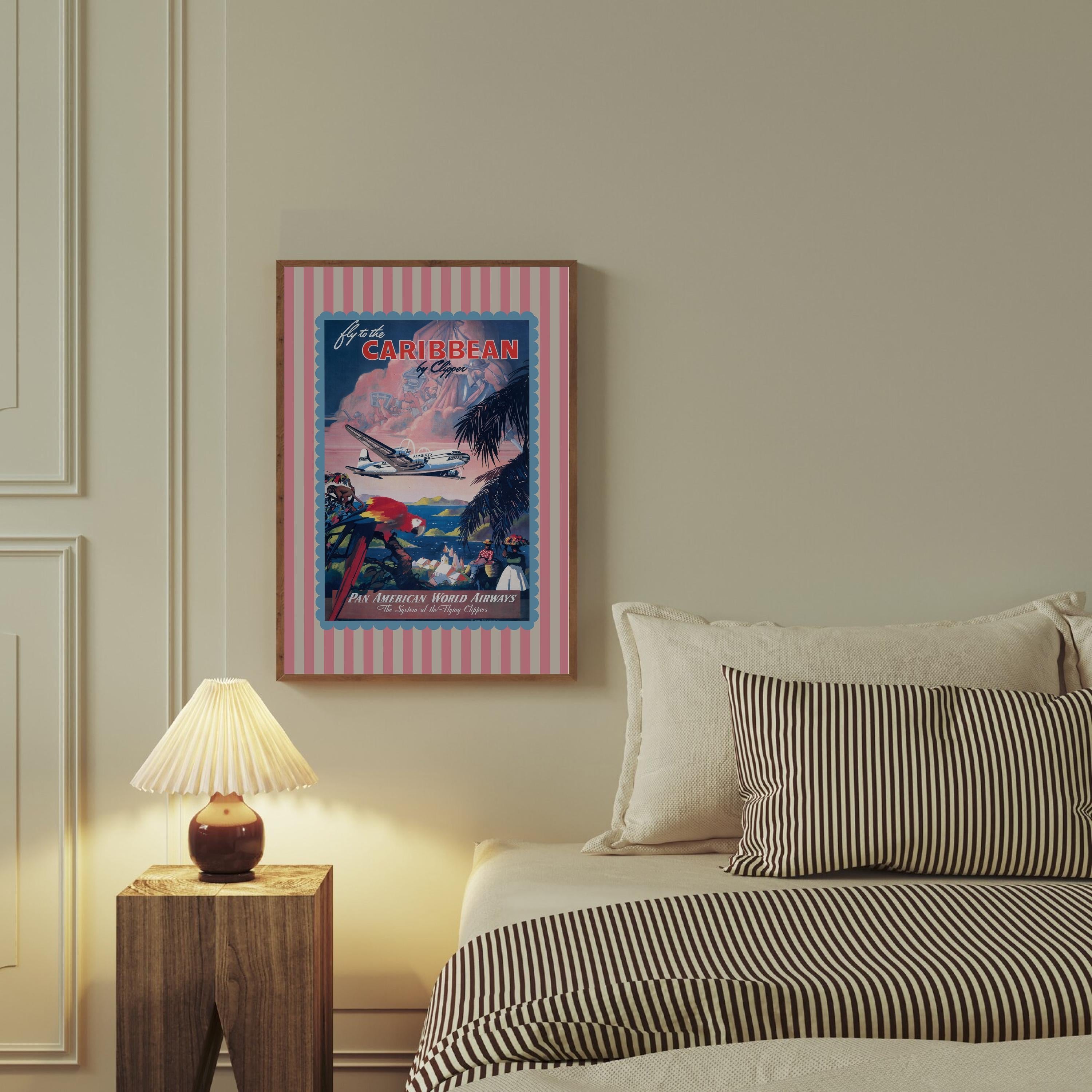 Travel poster, Trendy wall print, Tropical Room Art, Beach Art poster, Housewarming gift, Vintage travel art, gs print shoppe, Caribbean Art