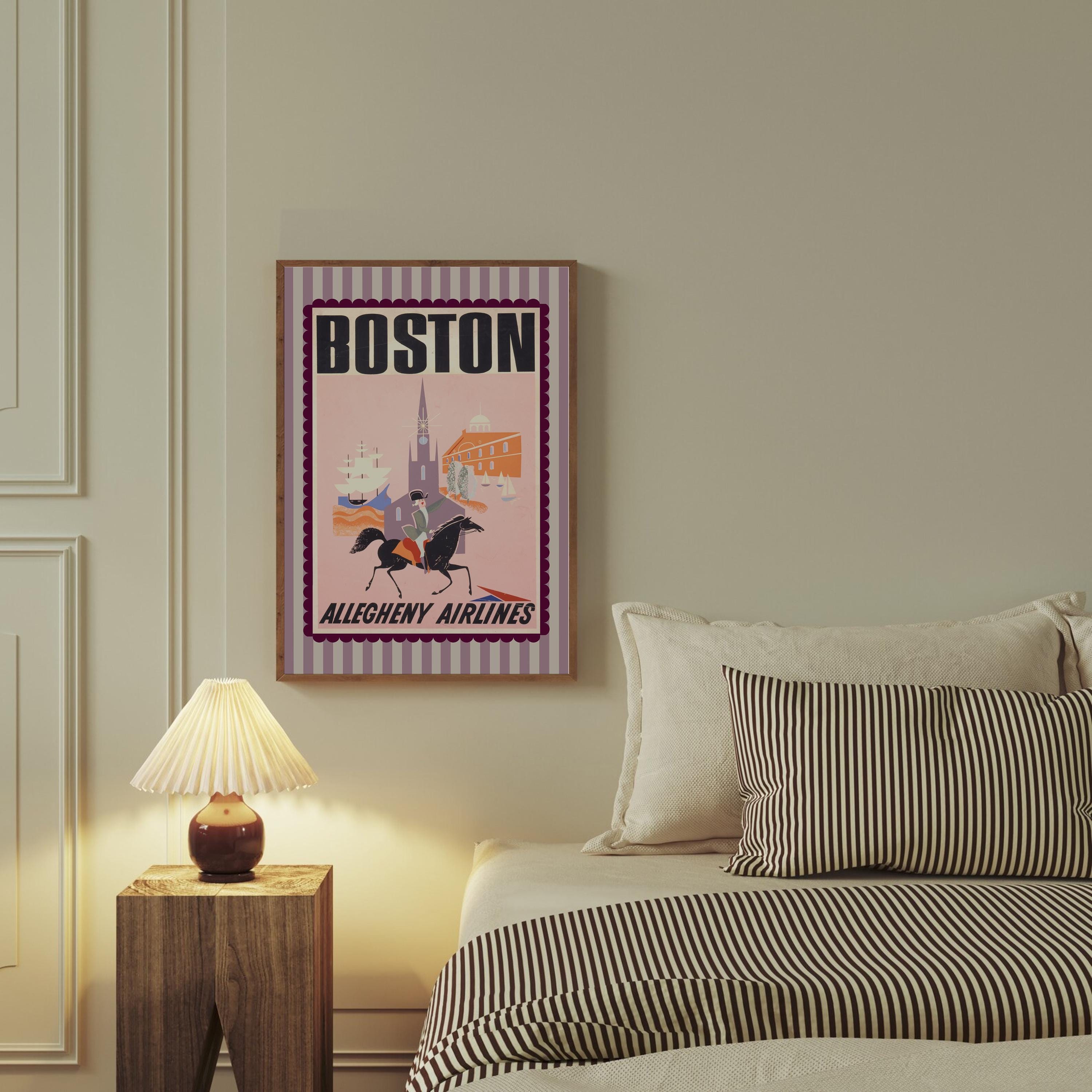 Boston Digital Art Print, Boston Poster, Retro Boston Art, Vintage Travel Art, Vintage Boston Art, Retro Boston Prints, GS Print Shoppe