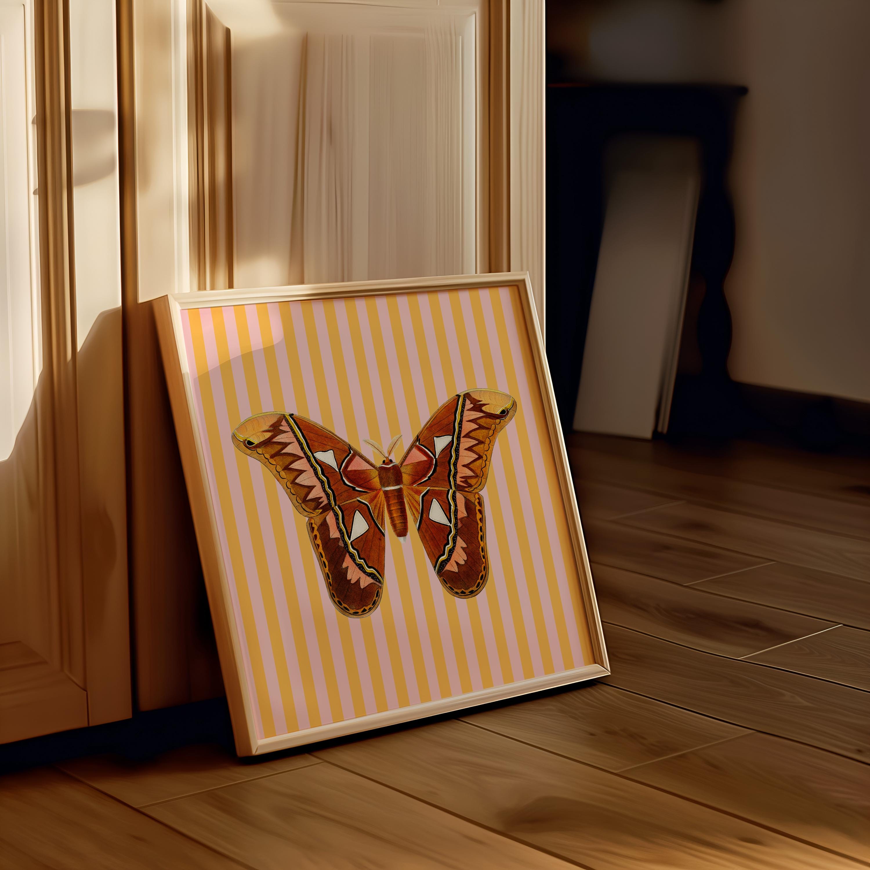Orange Striped Art, Butterfly Poster, Butterfly print, gs print shoppe, vintage butterfly, digital download, square art print, digital art