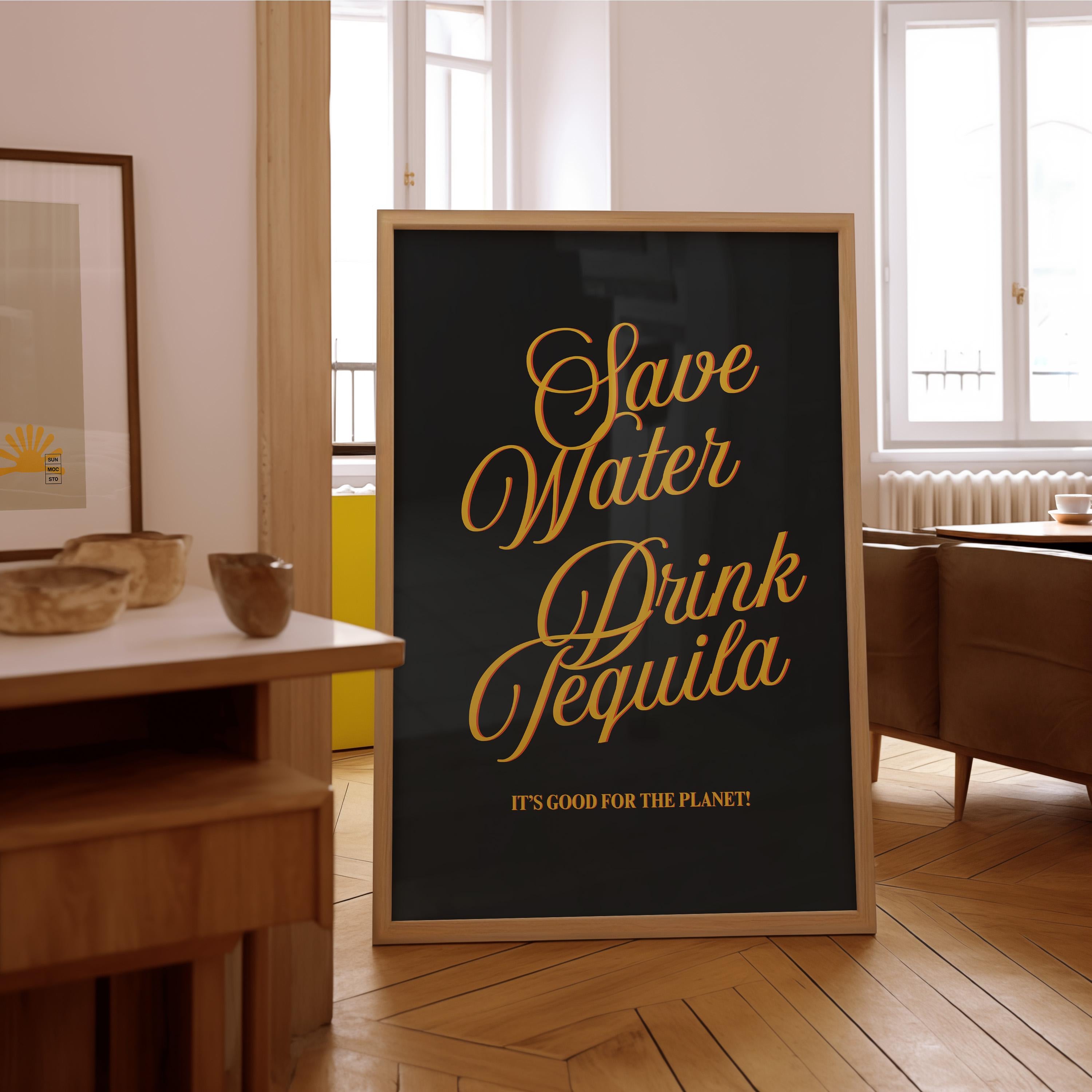 Tequila Wall Art, Tequila Bar Decor, Tequila Print, Bar Cart Poster, Fun Kitchen Dining Decor, Tequila Drinker, Gift for Friend, Bar Poster