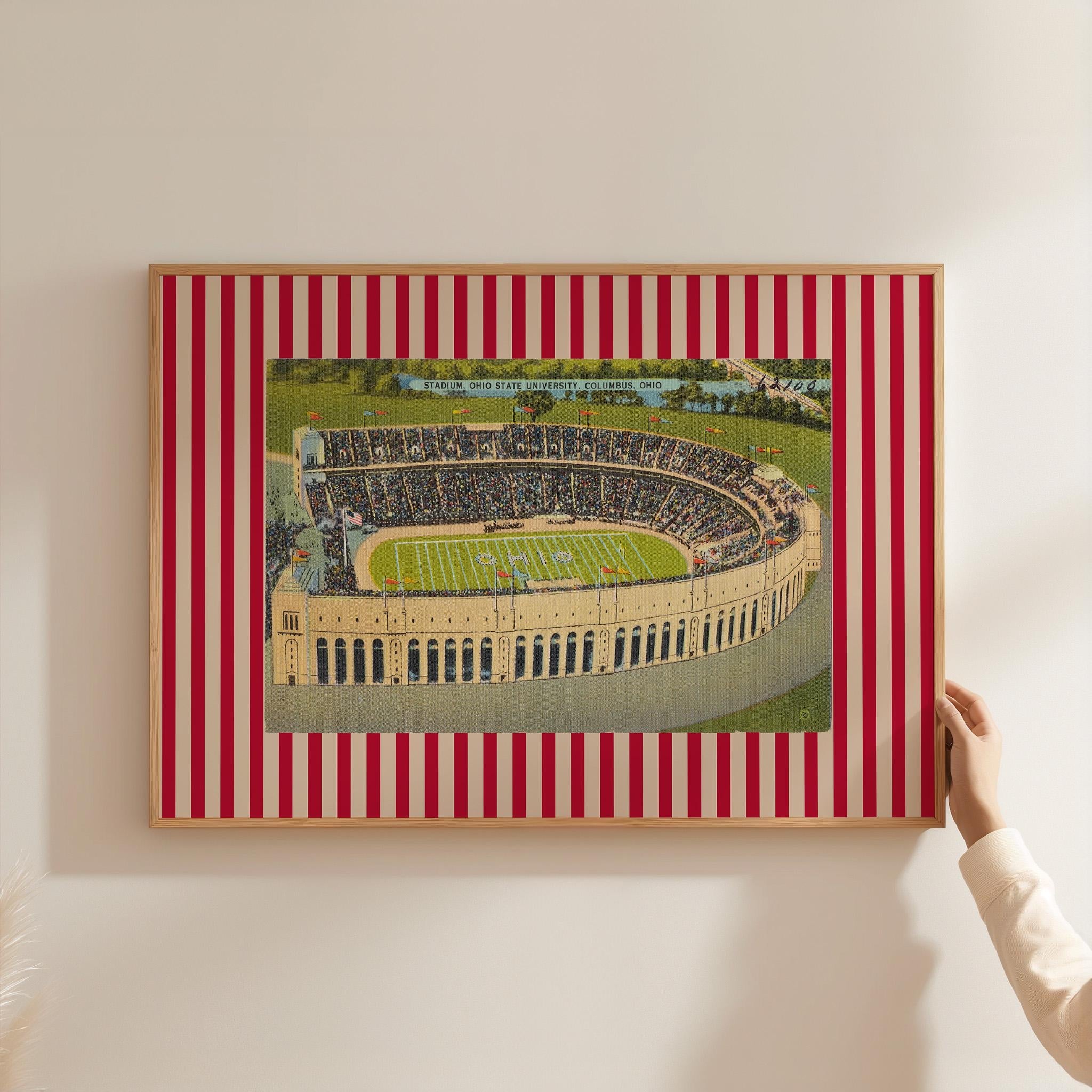 Retro Football Print, Ohio State Art, Sports Team Wall Decor, College Football Gift, Nursery Art Print, Ohio State Print, Football Decor