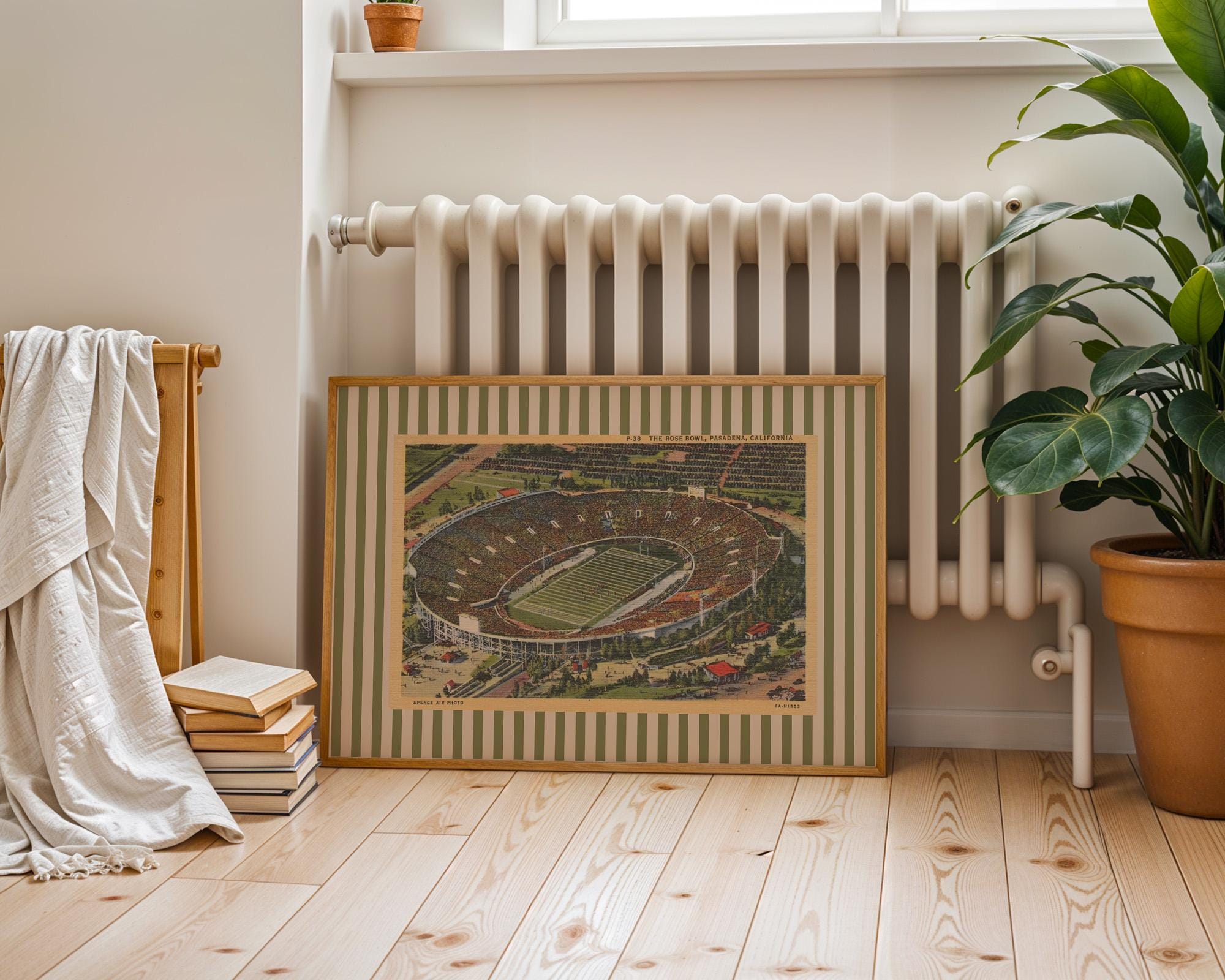 Retro Football Print, Rose Bowl Art, Sports Wall Decor, College Football Gift, Rose Bowl Print, College Football Art, Vintage Rose Bowl Art