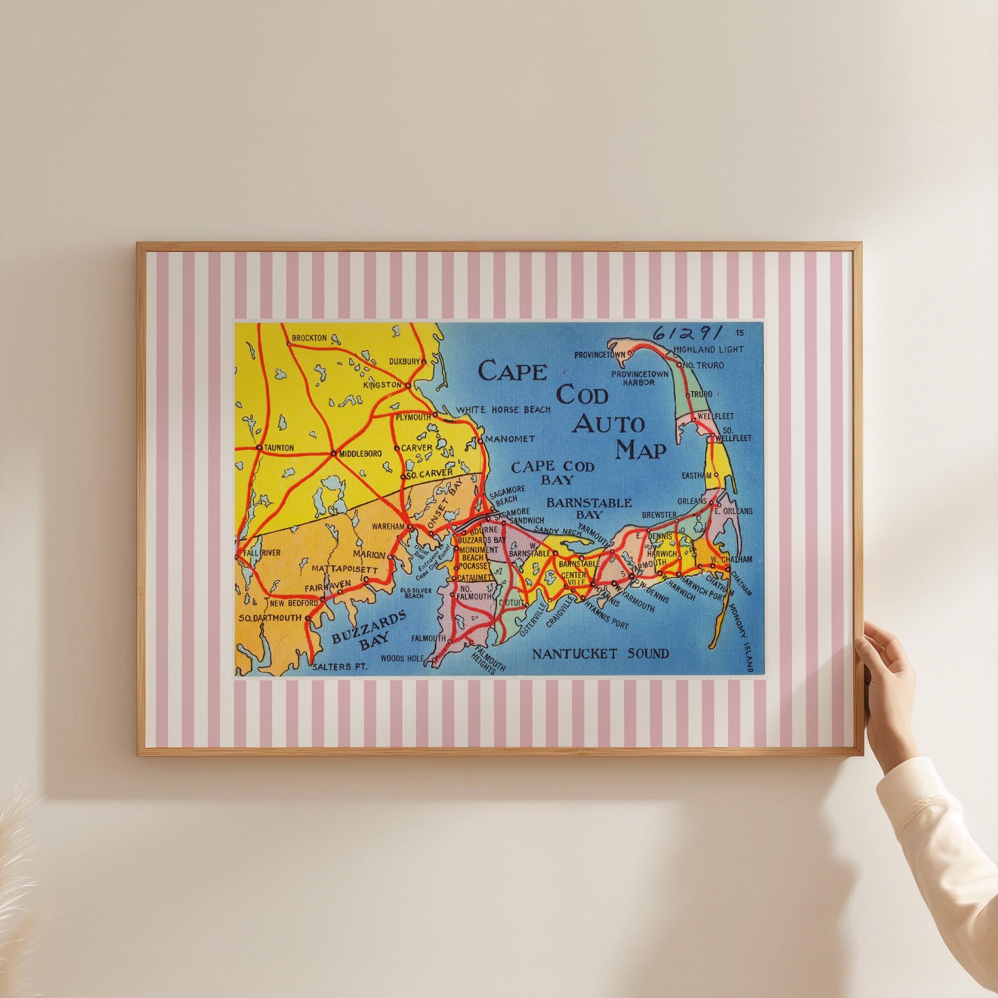 Digital Art Prints, Retro Cape Cod Art, Retro Photo Print, Preppy Art, Cape Cod Decor, Cape Cod Poster, Cape Cod Map Art, GS print Shoppe