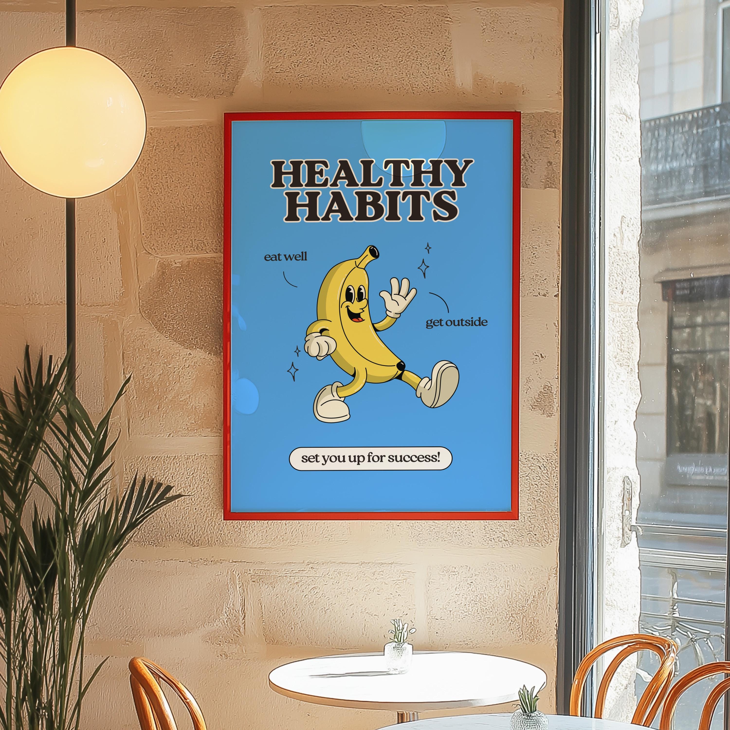 Classroom Art, Kids Room Art,Downloadable Print,Cartoon Art Print, Healthy Habit Poster, Trendy Posters,Vintage Mascot Art,Cute Positive Art