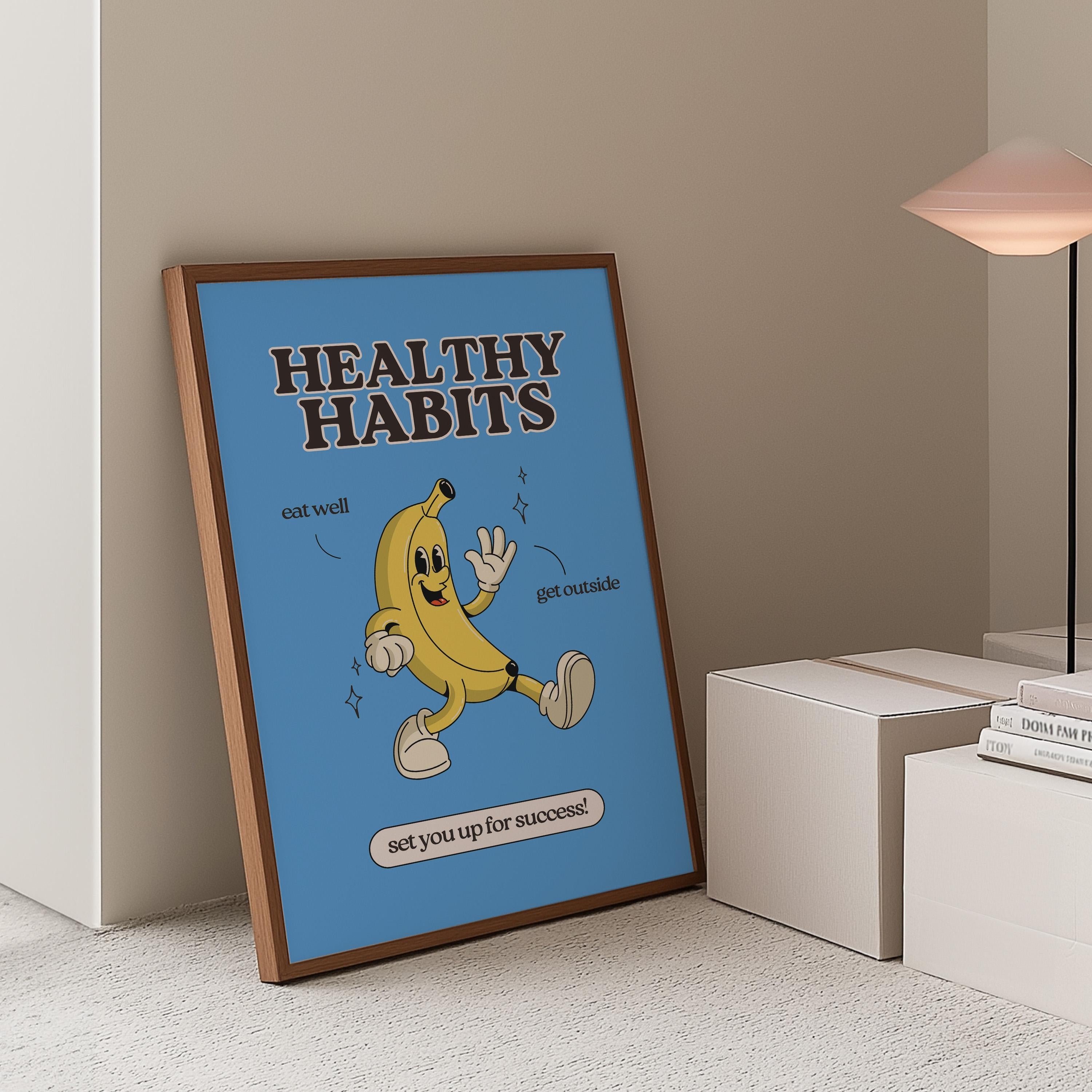 Classroom Art, Kids Room Art,Downloadable Print,Cartoon Art Print, Healthy Habit Poster, Trendy Posters,Vintage Mascot Art,Cute Positive Art