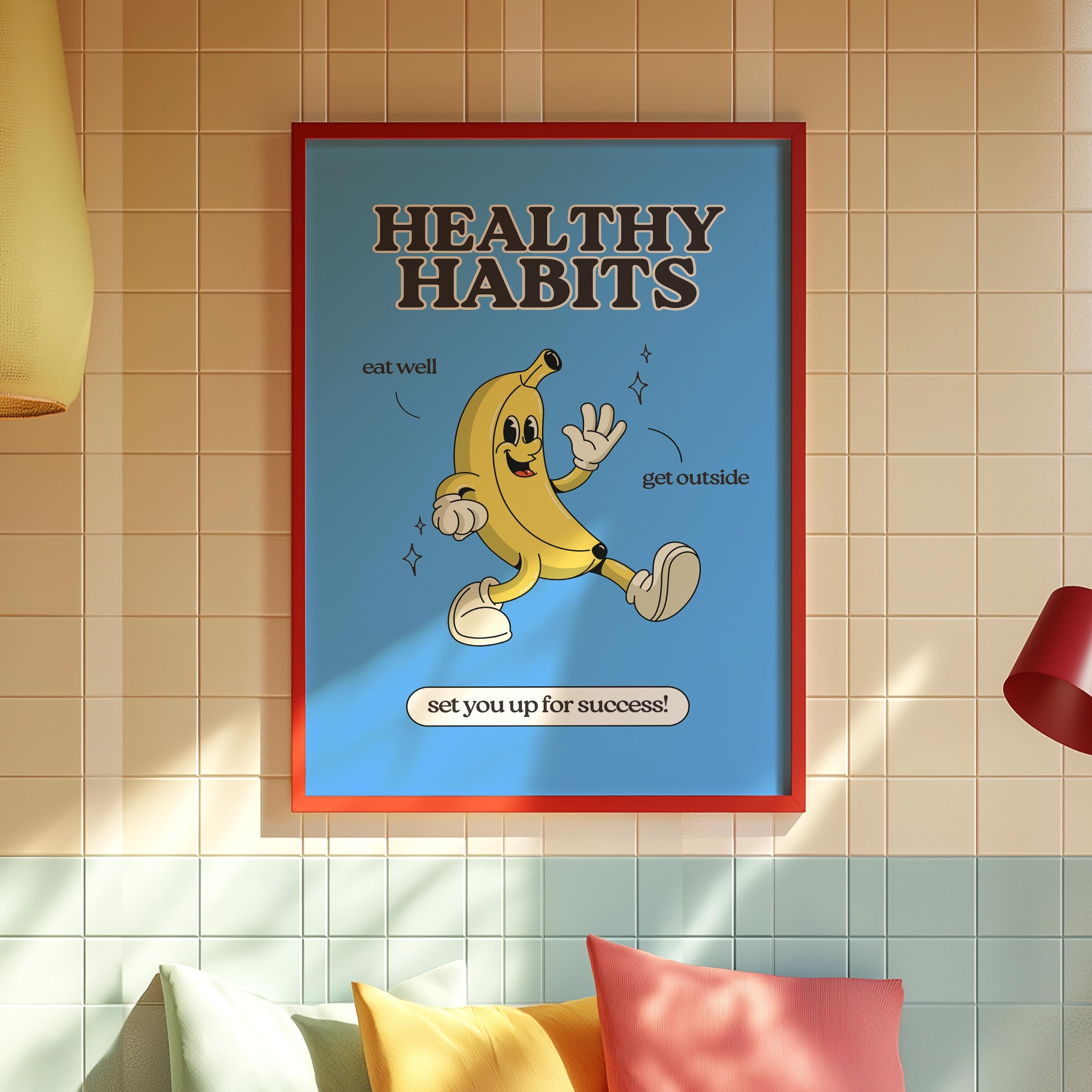 Classroom Art, Kids Room Art,Downloadable Print,Cartoon Art Print, Healthy Habit Poster, Trendy Posters,Vintage Mascot Art,Cute Positive Art