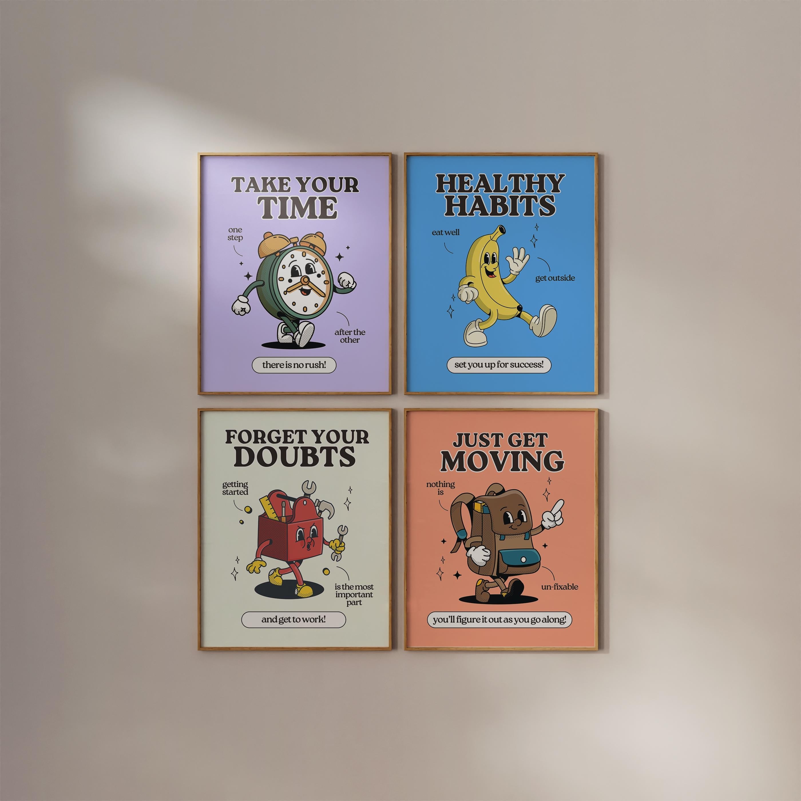 Gallery Wall Set of 4 Kids Digital Art Prints