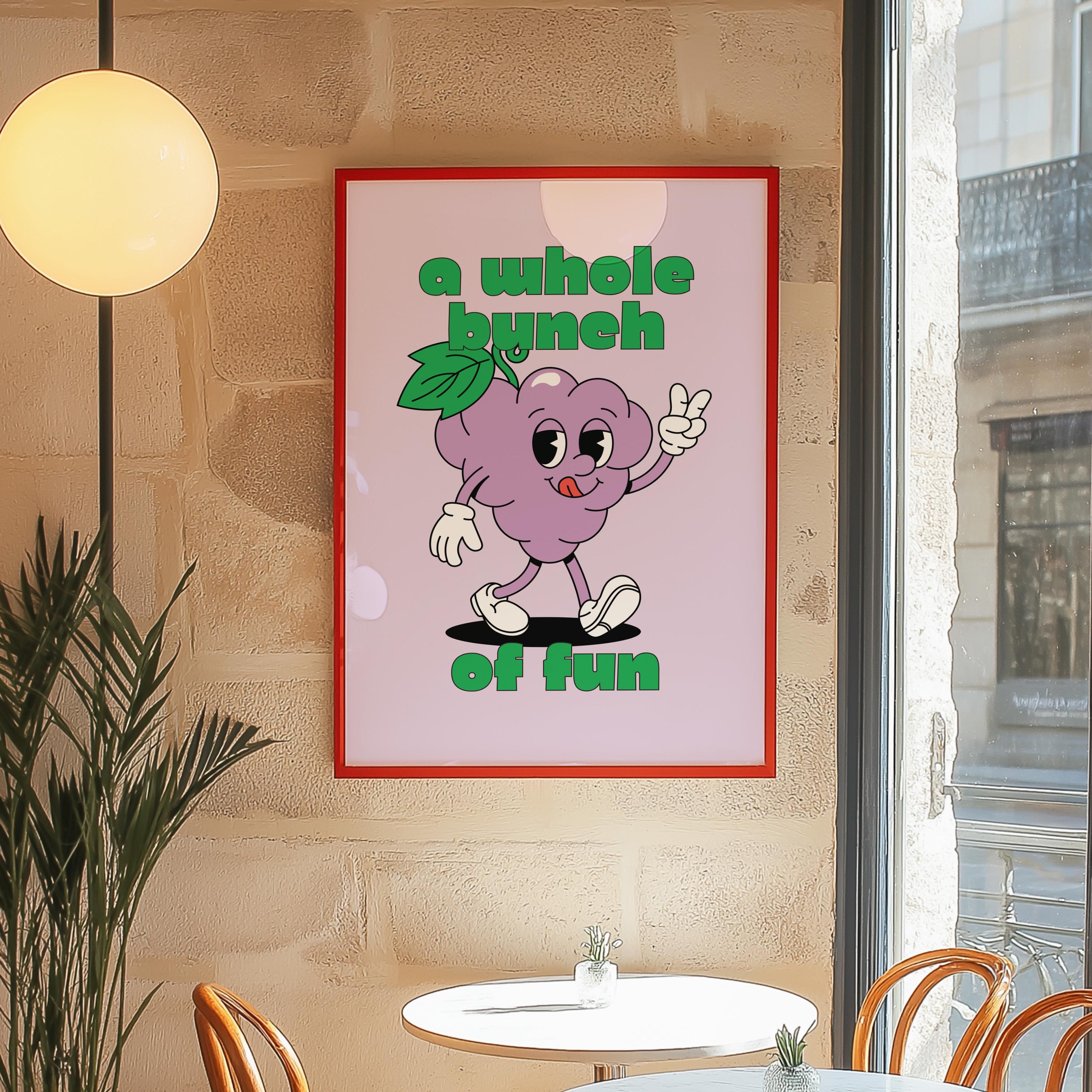 Classroom Art, Kids Room Art, Downloadable Print,Cartoon Art Print, Grape Fruit Art, Trendy Posters, Vintage Mascot Art, Cute Positive Art