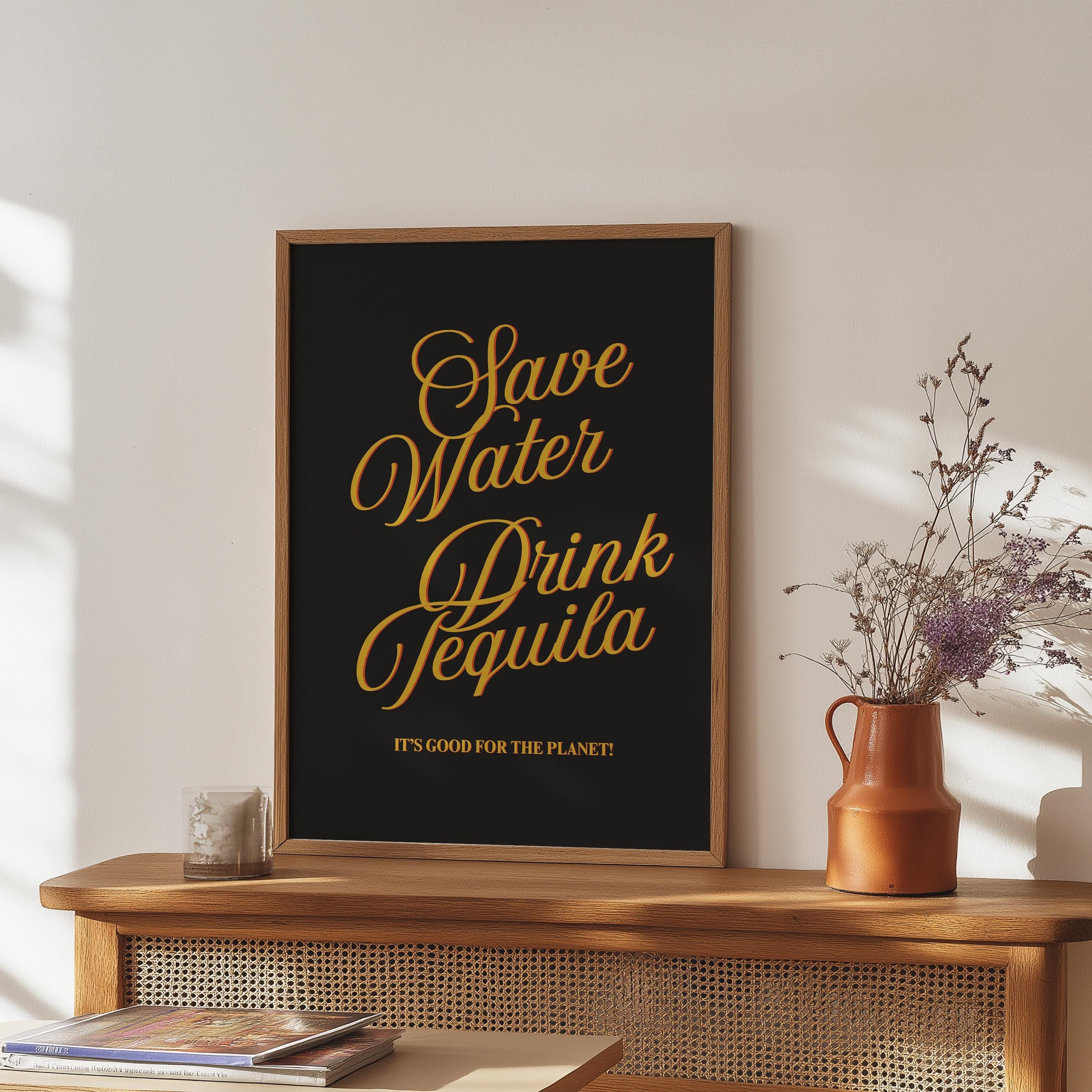 Tequila Wall Art, Tequila Bar Decor, Tequila Print, Bar Cart Poster, Fun Kitchen Dining Decor, Tequila Drinker, Gift for Friend, Bar Poster