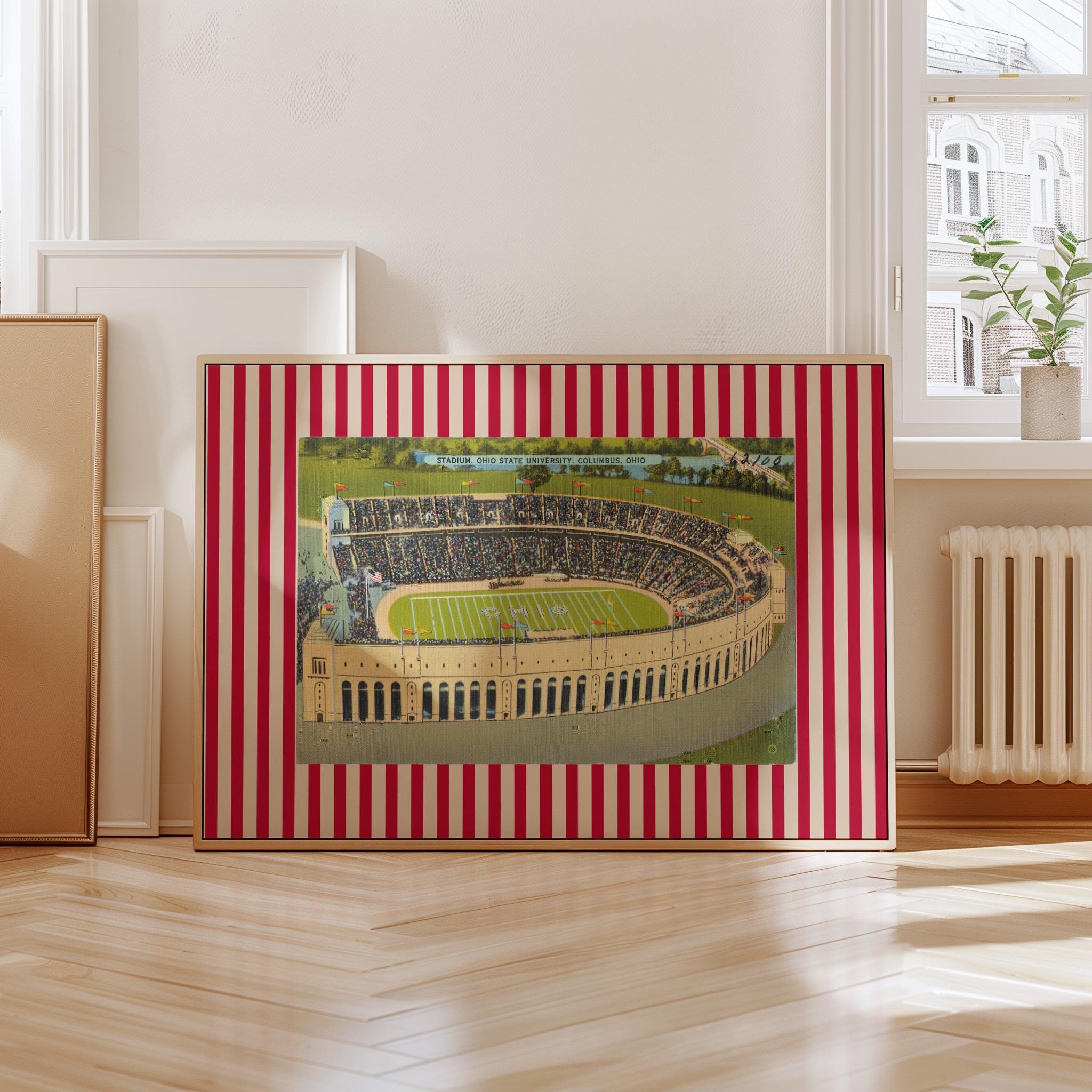 Retro Football Print, Ohio State Art, Sports Team Wall Decor, College Football Gift, Nursery Art Print, Ohio State Print, Football Decor