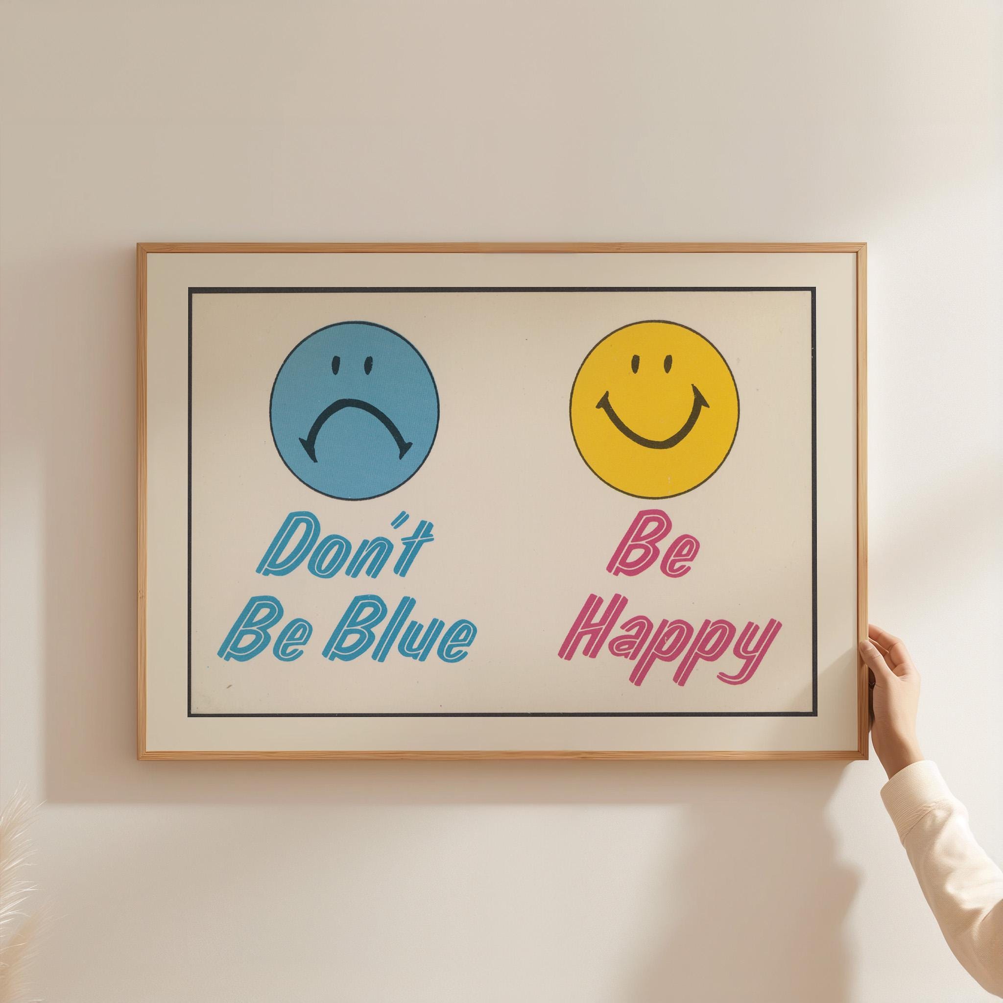 Happiness Print, Vintage Art Print, Kids Room Wall Art, Vintage Art, Positivity Decor, Trendy Smiley Art, Digital Download, GS Print Shoppe