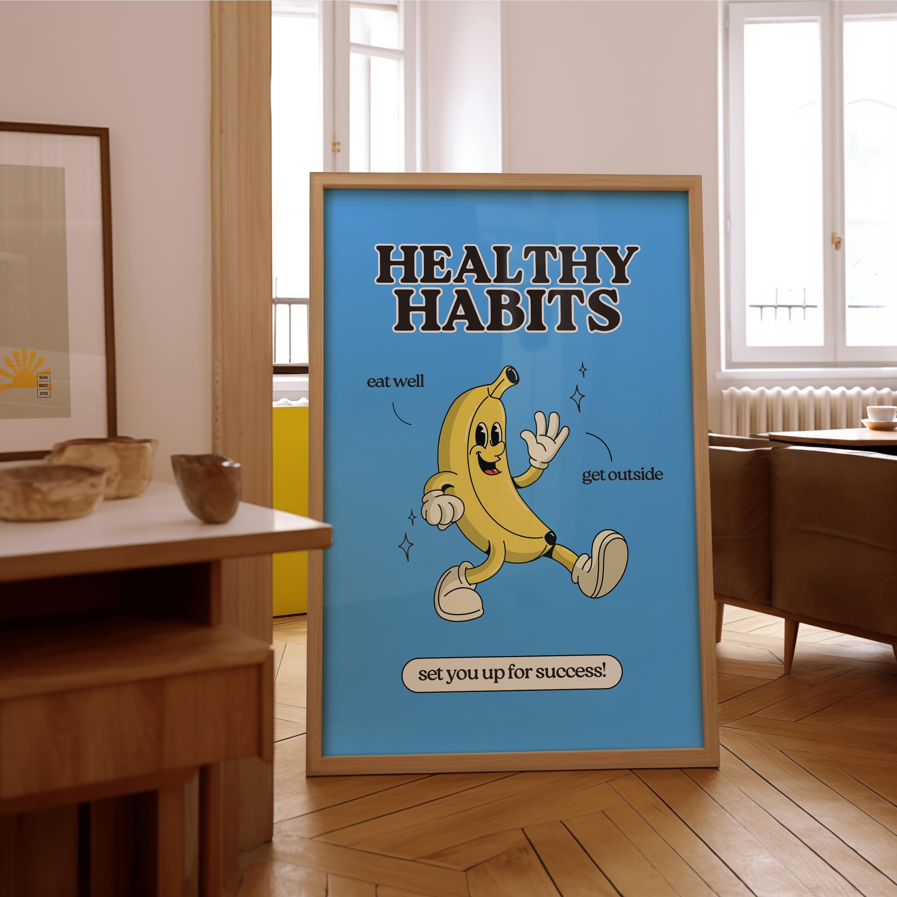 Classroom Art, Kids Room Art,Downloadable Print,Cartoon Art Print, Healthy Habit Poster, Trendy Posters,Vintage Mascot Art,Cute Positive Art