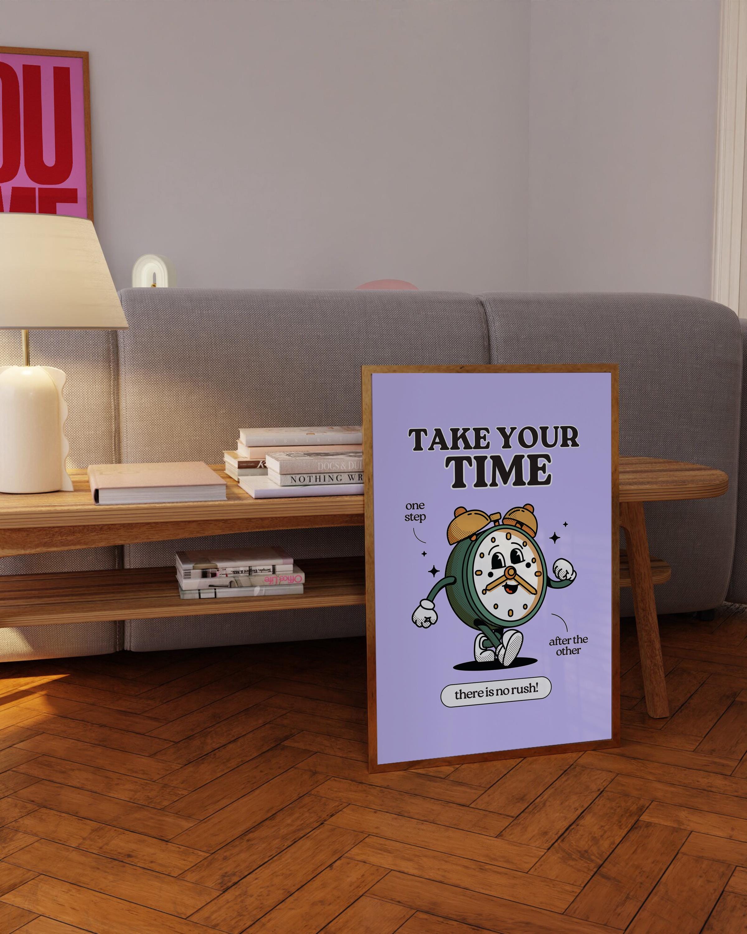 Classroom Art, Kids Room Art,Downloadable Print,Cartoon Art Print, Take your time Art, Trendy Posters,Vintage Mascot Art,Cute Positive Art