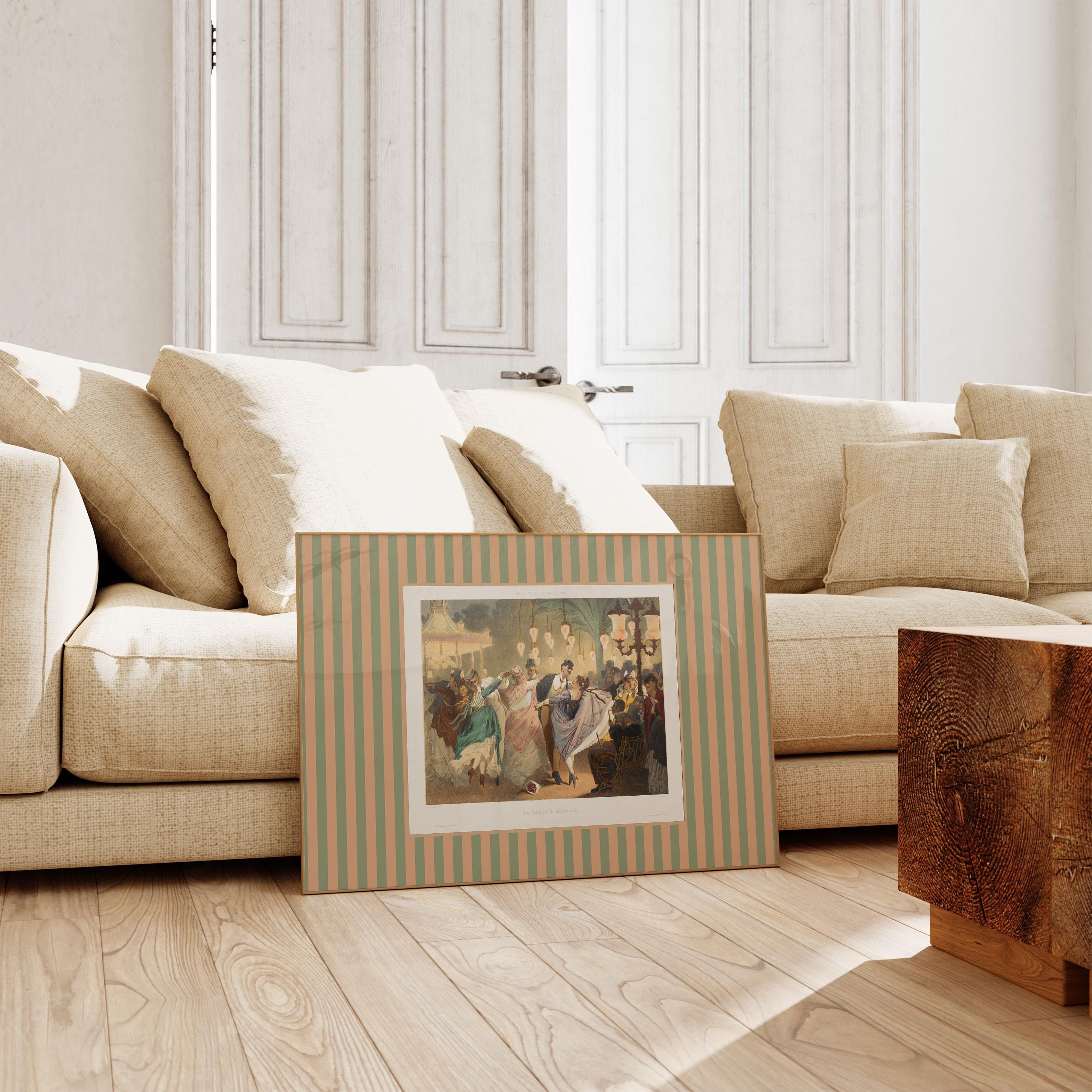 Party Scene Beige Vintage Digital Art Print